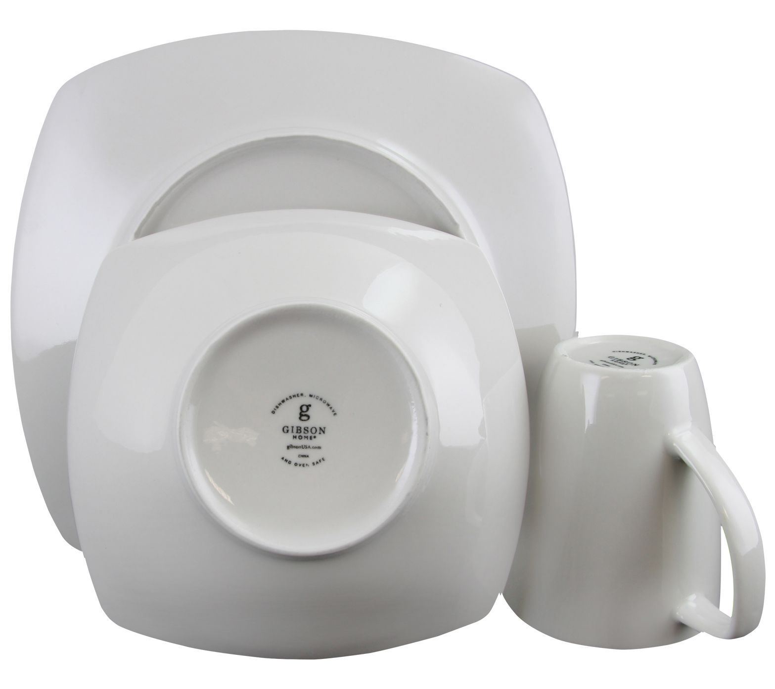 Gibson Zen Buffetware 12 Piece Porcelain SquareDinnerware Set