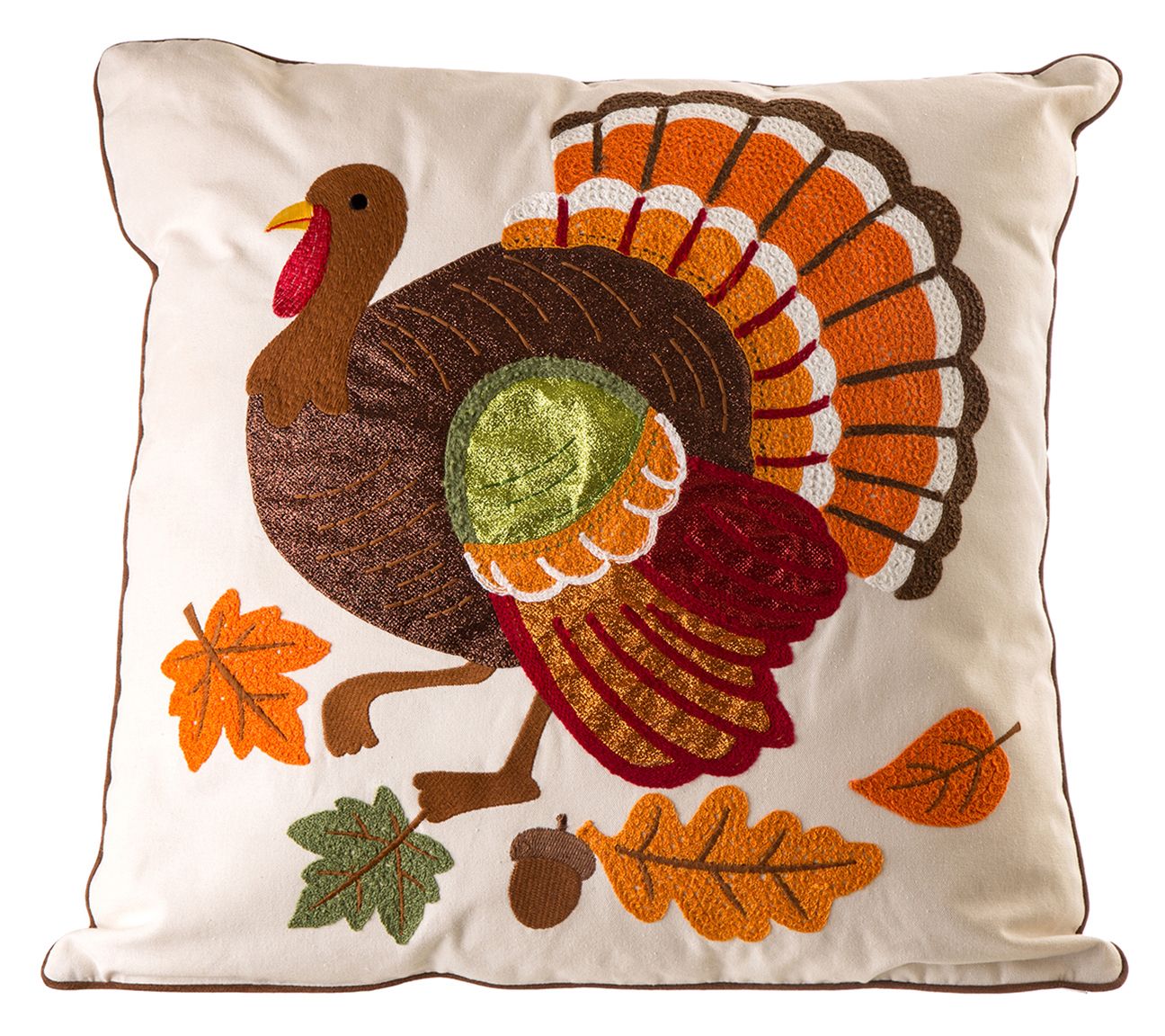 Glitzhome Embroidered Autumn Turkey Pillow Cover - QVC.com