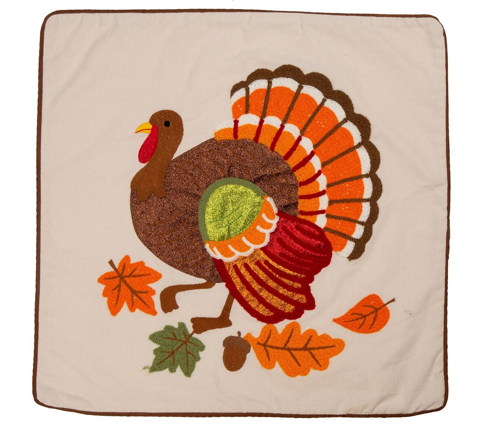 Glitzhome Embroidered Autumn Turkey Pillow Cover - QVC.com