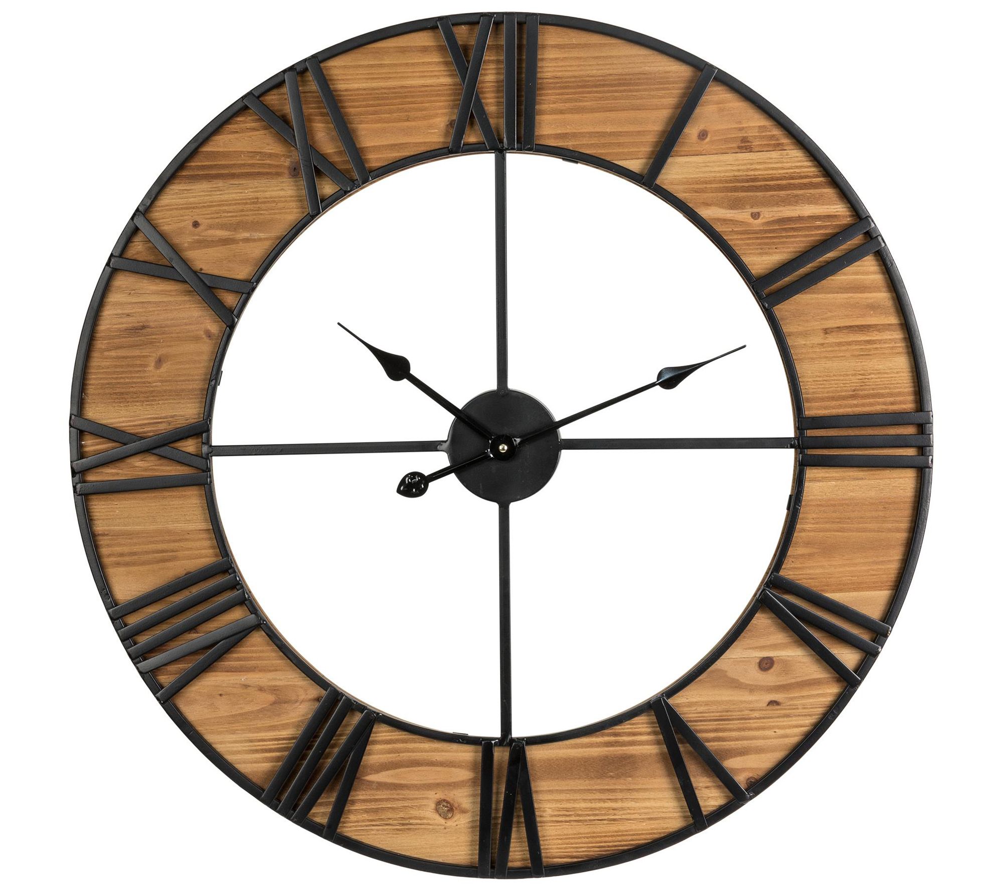 Glitzhome Rustic Modern Roman Numeral Cut Out Wall Clock