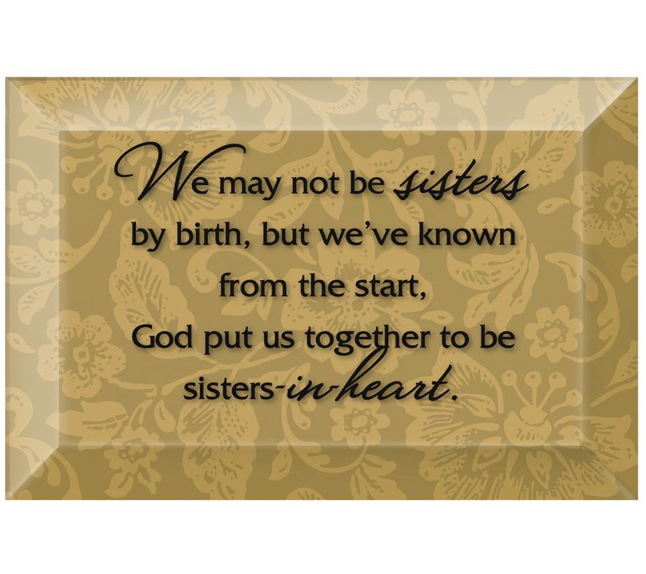 Dexsa Sisters In Heart Beveled Glass Plaque with Easel