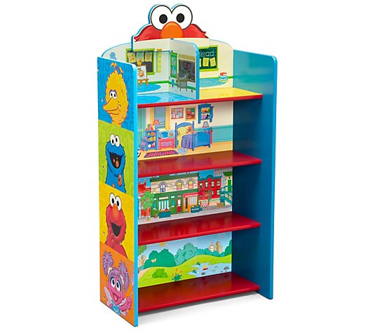 Sesame Street Wooden Playhouse 4-Shelf Bookcase