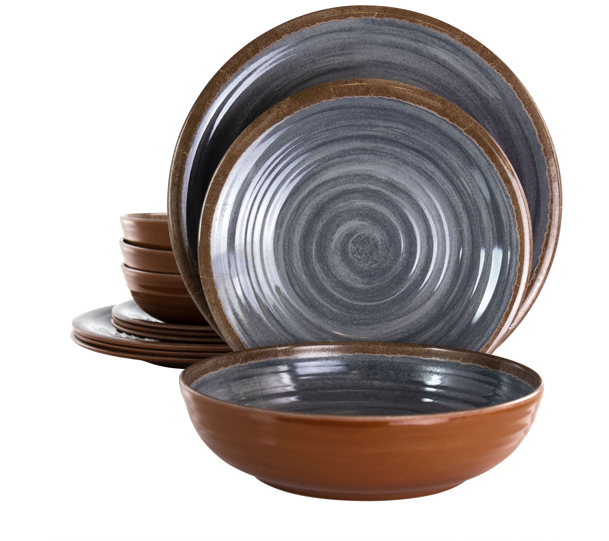 Elama Rippled Tides 12 Pc Lightweight MelamineDinnerware Set