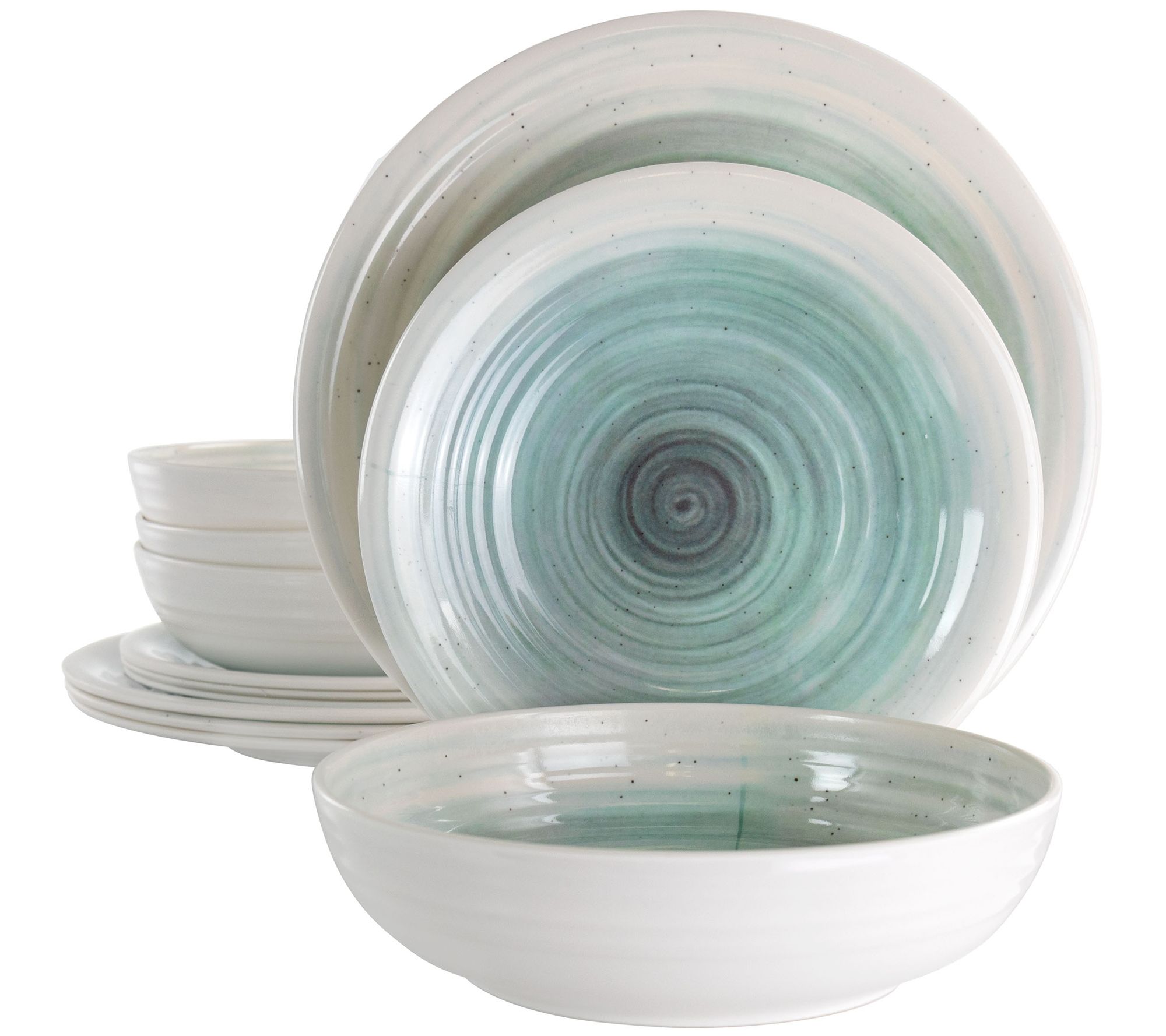 Elama Rippled Tides 12 Pc Lightweight MelamineDinnerware Set
