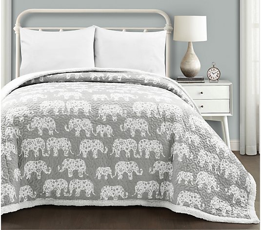 Elephant Parade Sherpa Full/Queen Single Blanket by Lush Decor