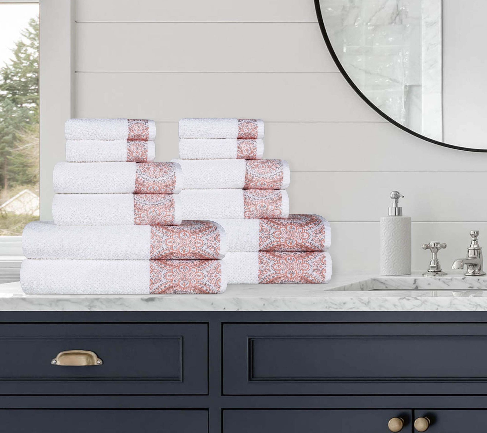 Superior Medallion Turkish Cotton 12PC JacquardTowel Set