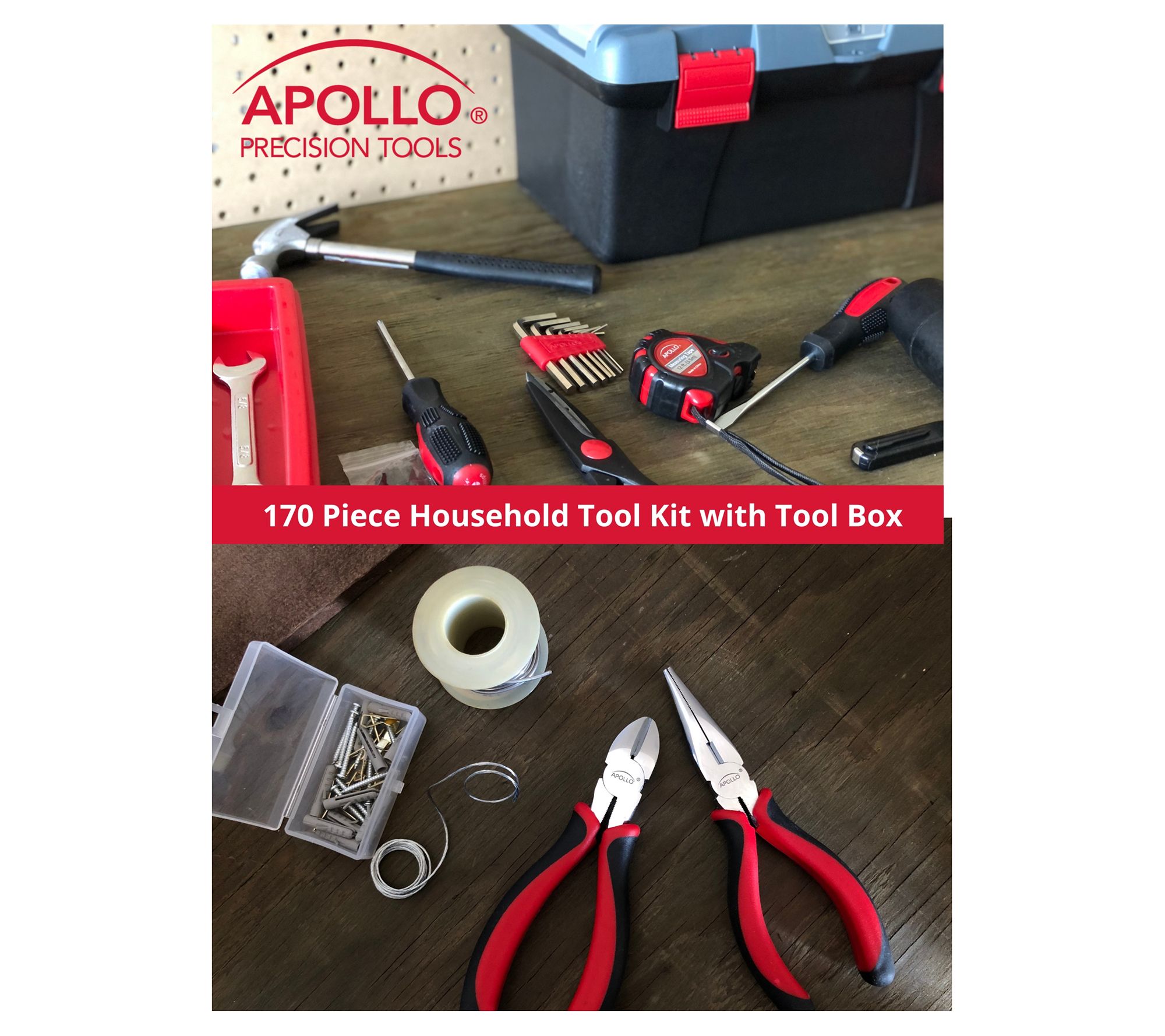 Apollo Tools 170-Piece Household Tool Kit