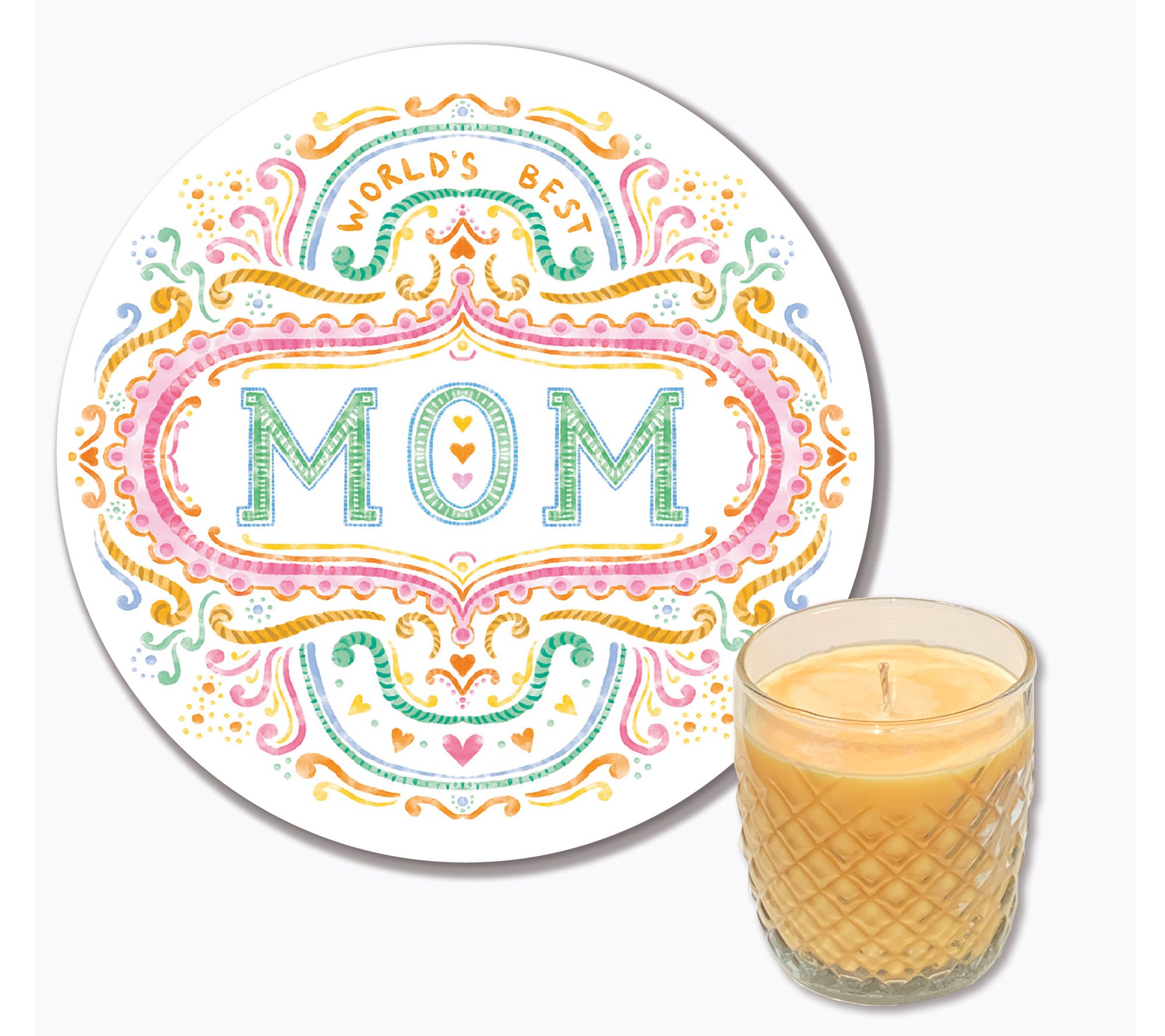 Courtside Worlds Best Mom 8x8 Art Board & 9 oz Candle Set