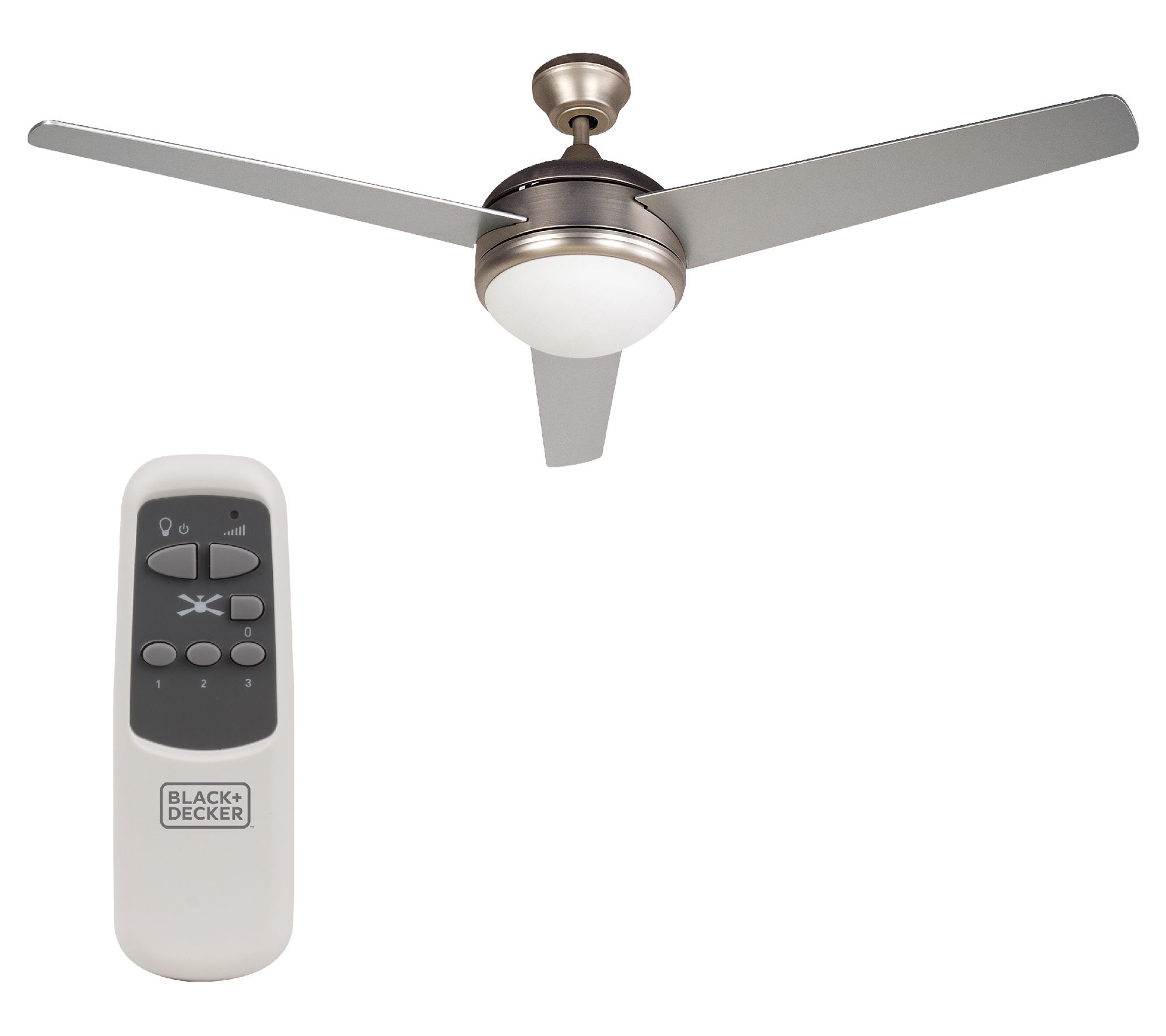 BLACK+DECKER 52 in. Ceiling Fa n with Remote C ontrol,Silver