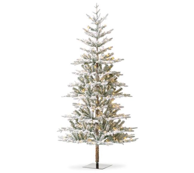 Glitzhome 8ft Pre-Lit Flocked Fir Artificial Christmas Tree