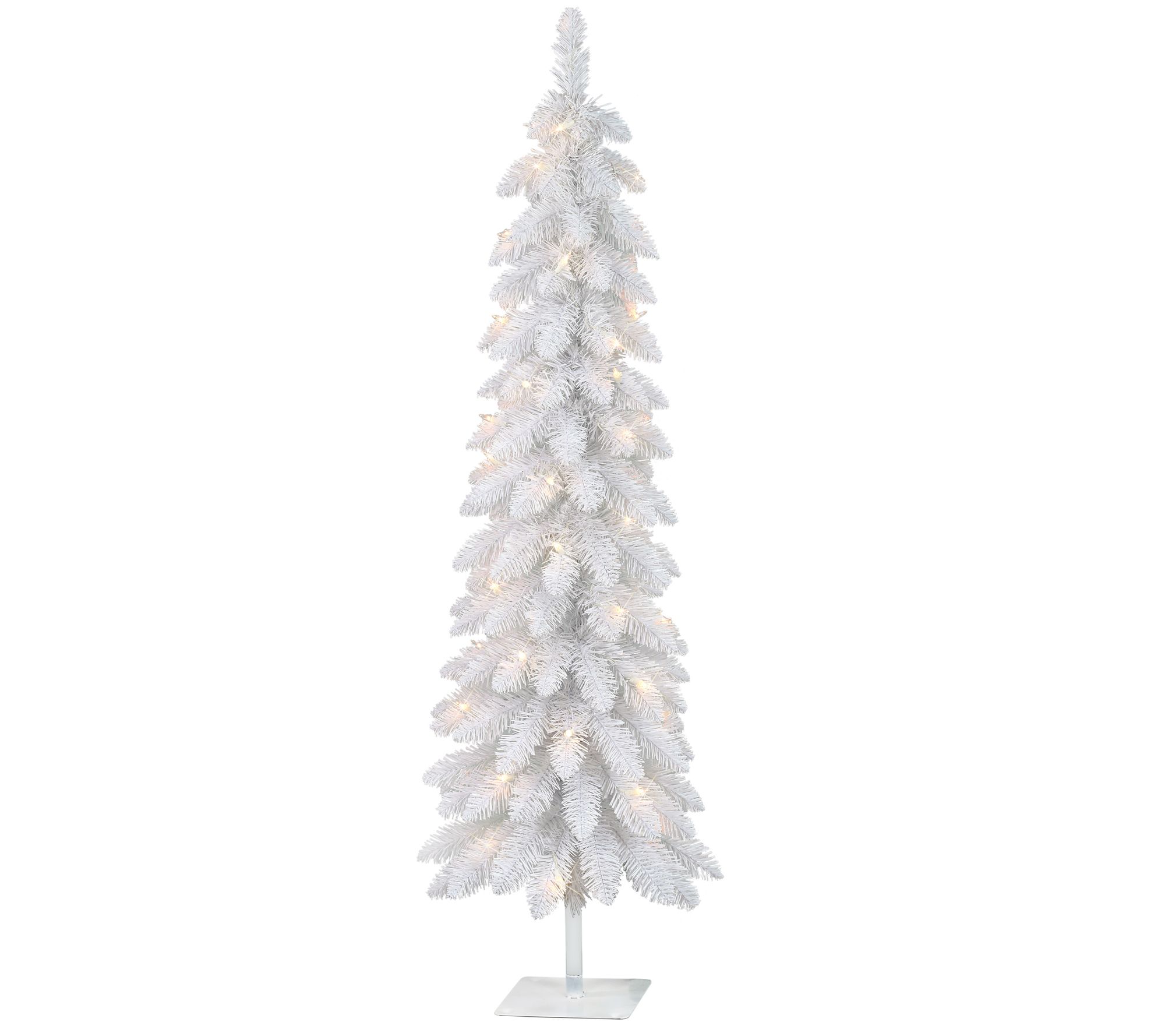 Puleo International 4ft Pre-Lit White Alpine Pencil Tree