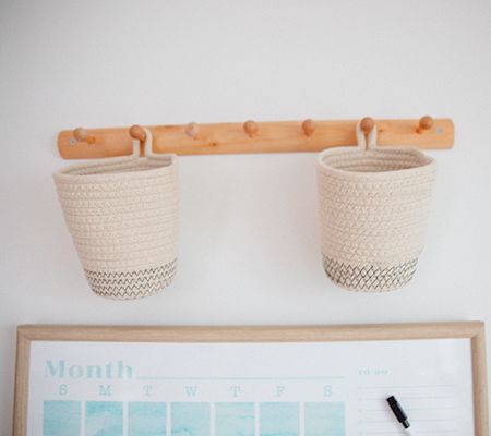 Set of 2 Rope Hanging Baskets w/ Wall Hook by Lauren McBride