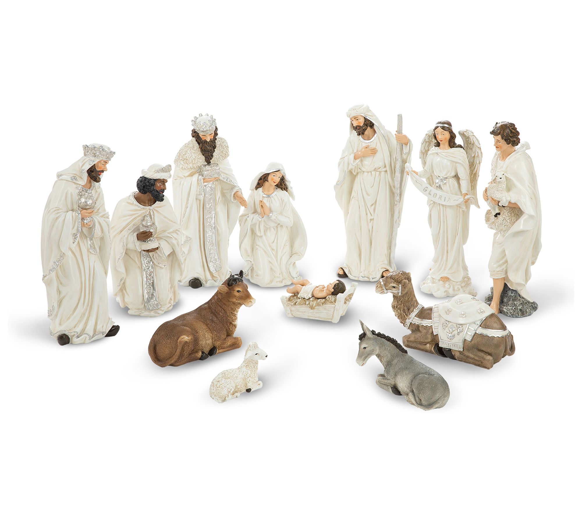 Glitzhome 12pc Oversized Ivory Resin Nativity Figurine Set