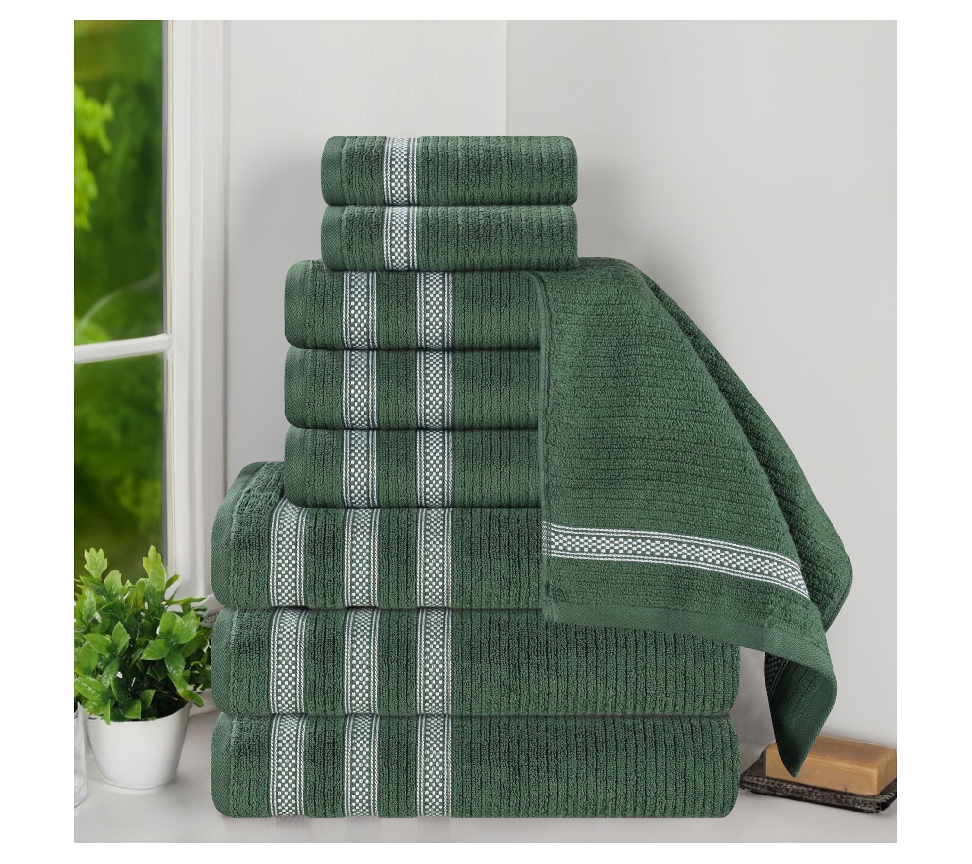 Superior 9pc Soft Zero Twist Cotton Ribbed Plush Towel Set