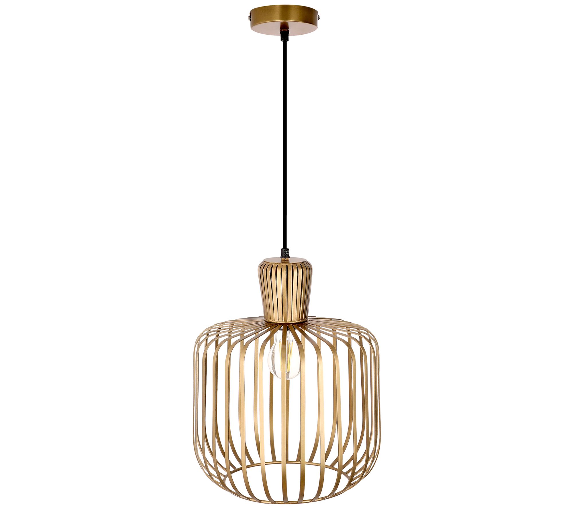 River of Goods 11.75"W Antique Brass Caged Pendant Light
