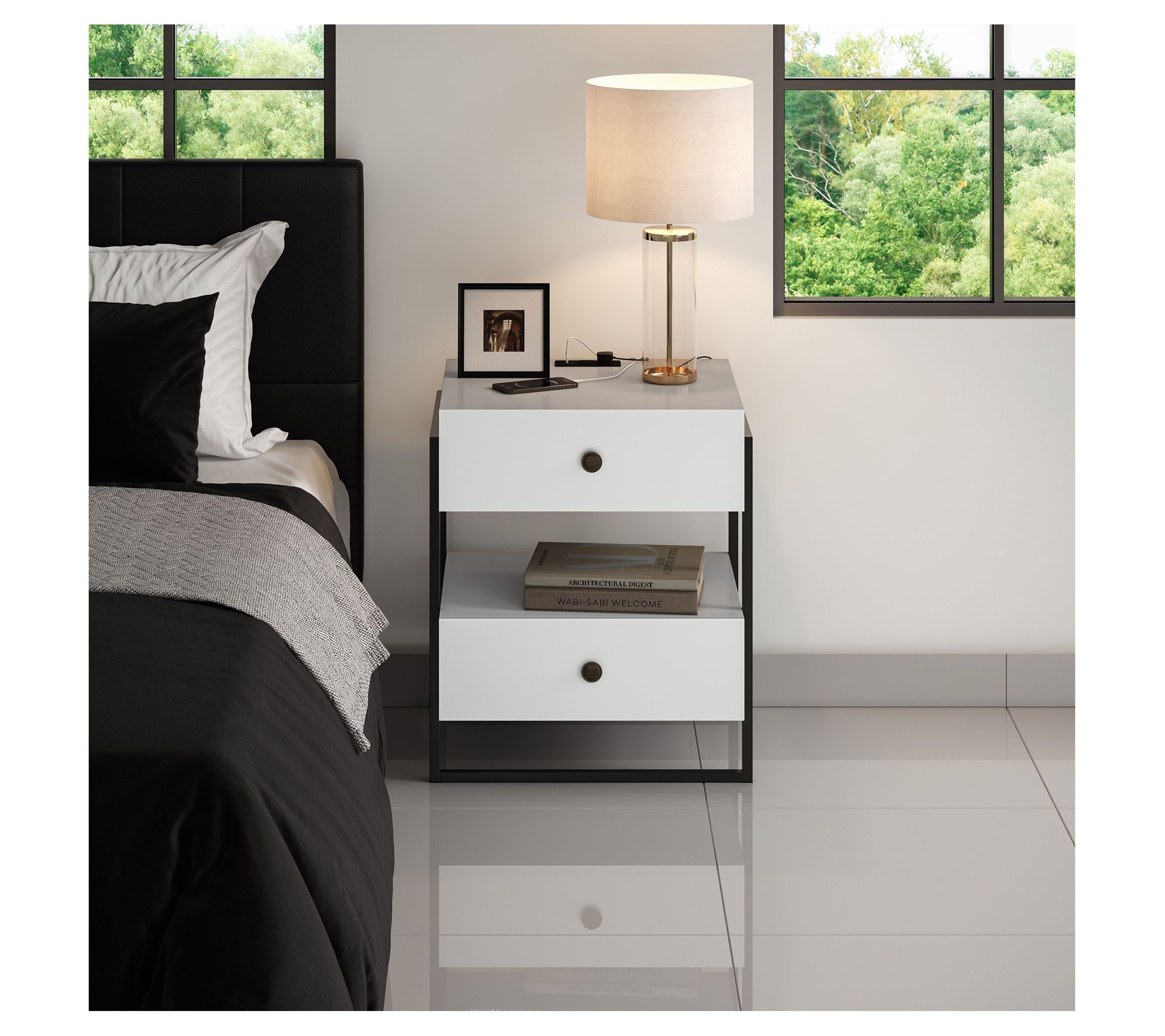 Boyd Sleep Pesaro Modern 2 drawer nightstand wi th USB and Plug