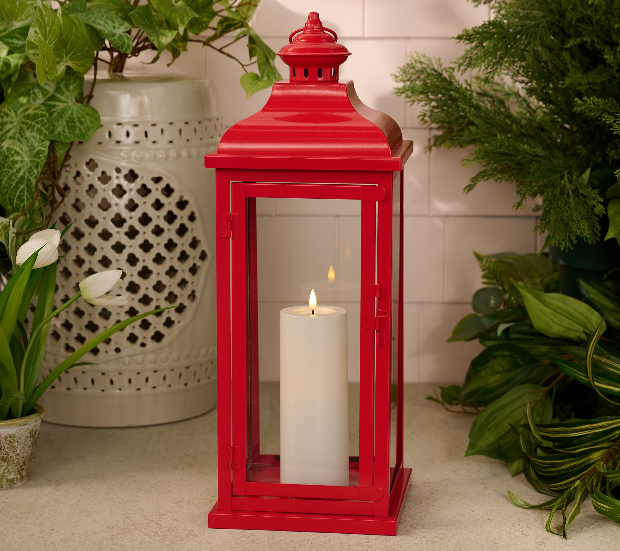  Martha Stewart 21" Metal Lantern with Candle and Remote