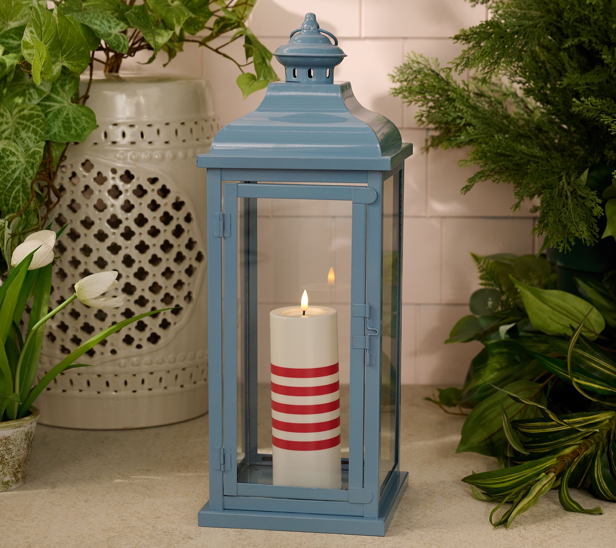 Martha Stewart 21" Metal Lantern with Candle and Remote