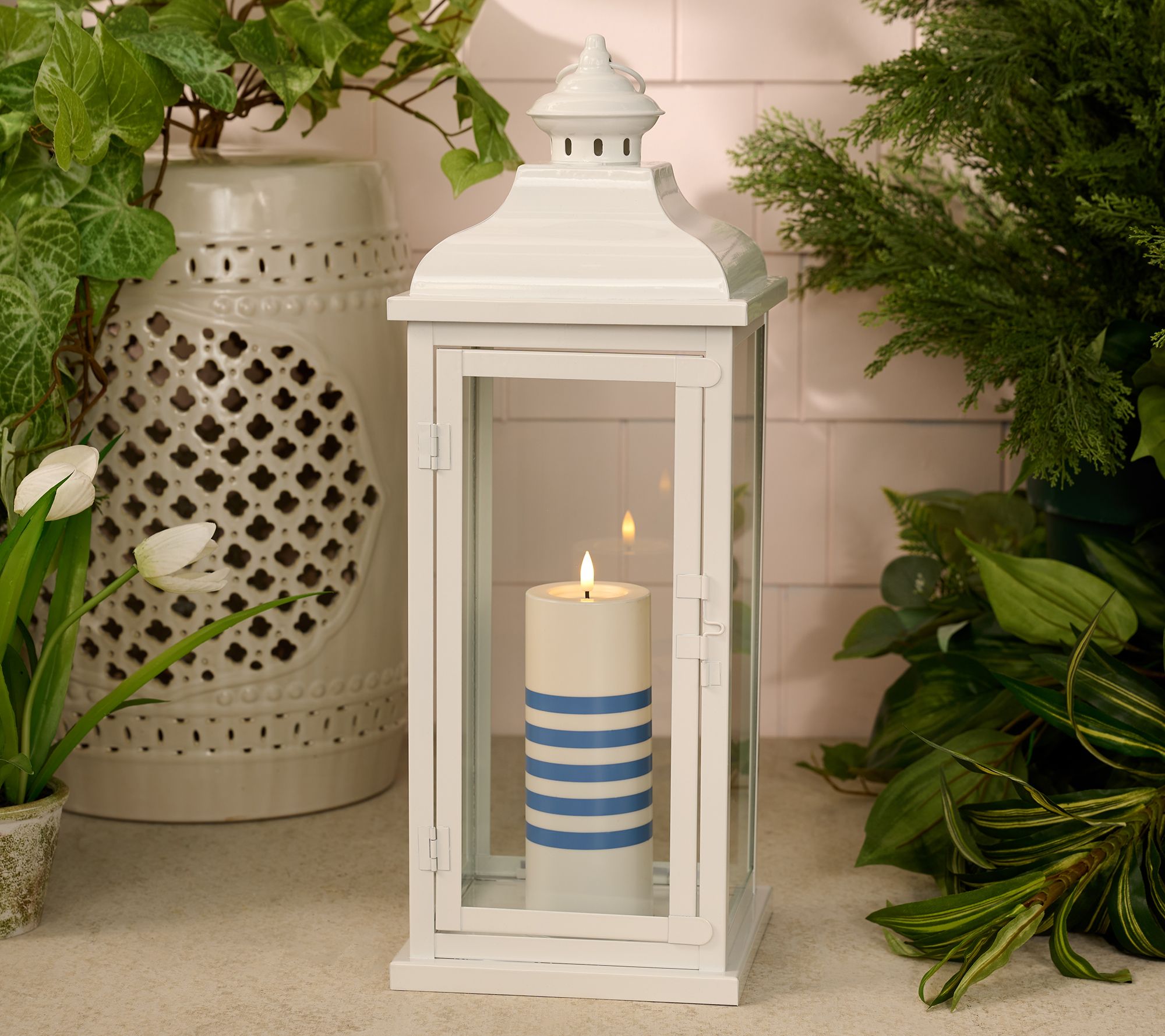 Martha Stewart 21" Metal Lantern with Candle and Remote