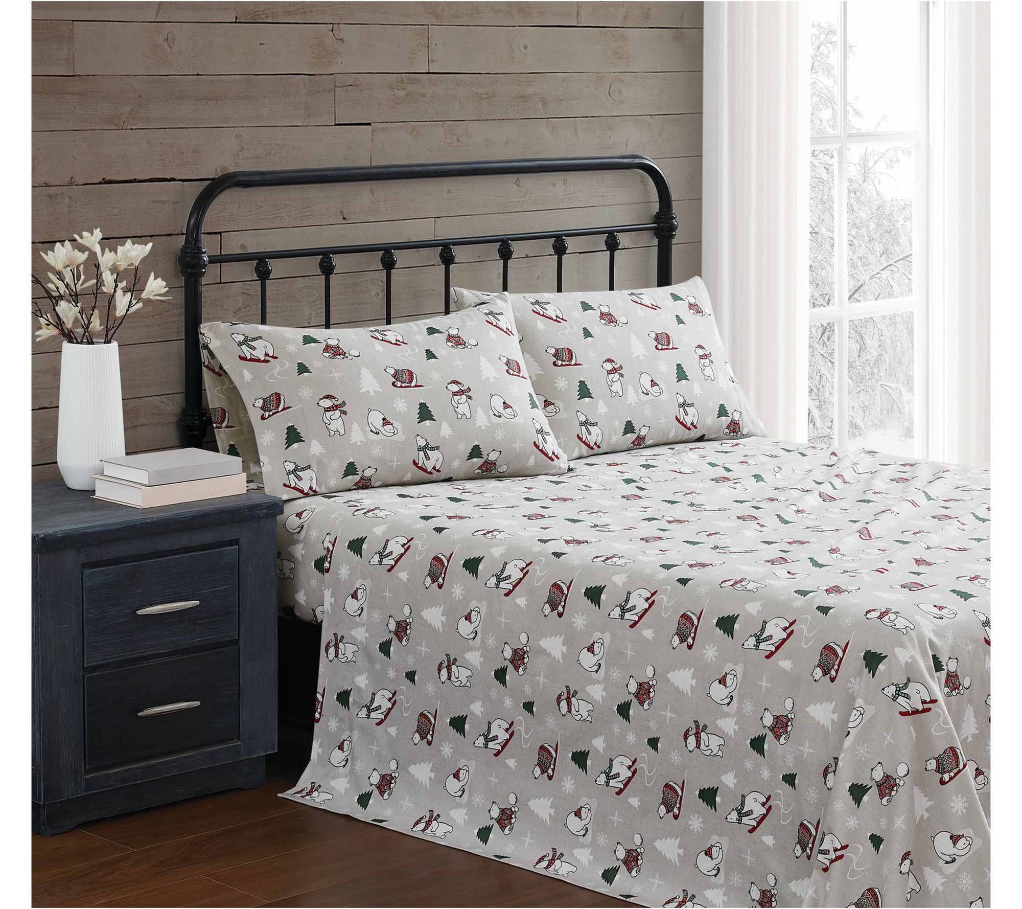 Truly Soft Polar Bears Twin Flannel Sheet Set