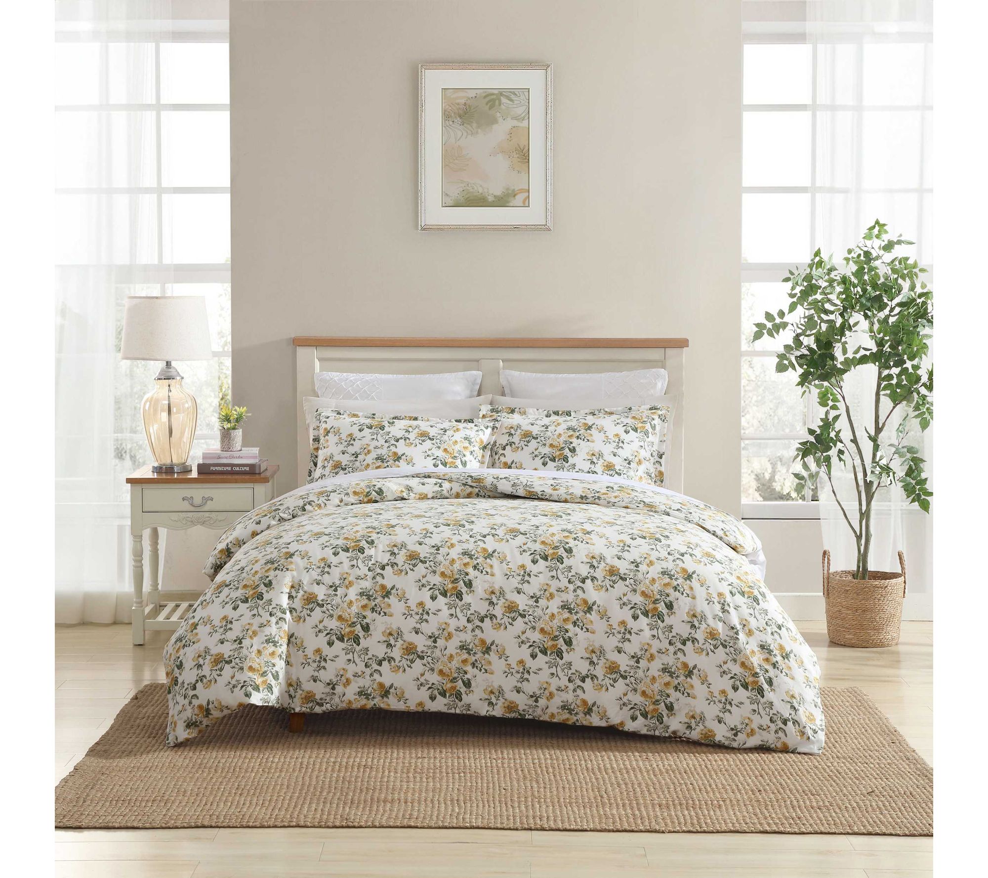 Laura Ashley Roses Gold-Green Twin Duvet CoverSet