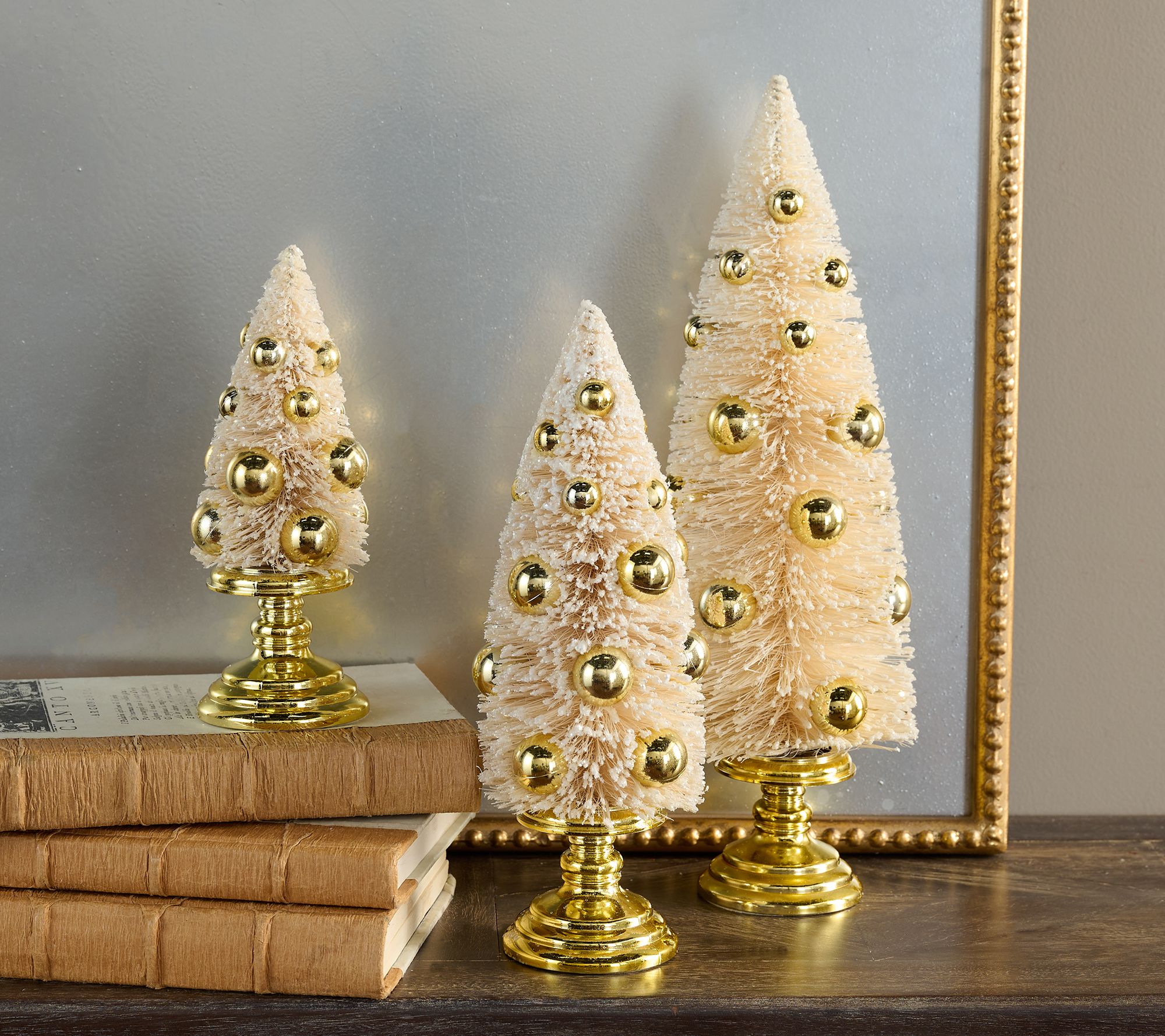 "As Is" Set of 3 Decorated Bottlebrush Trees by Valerie