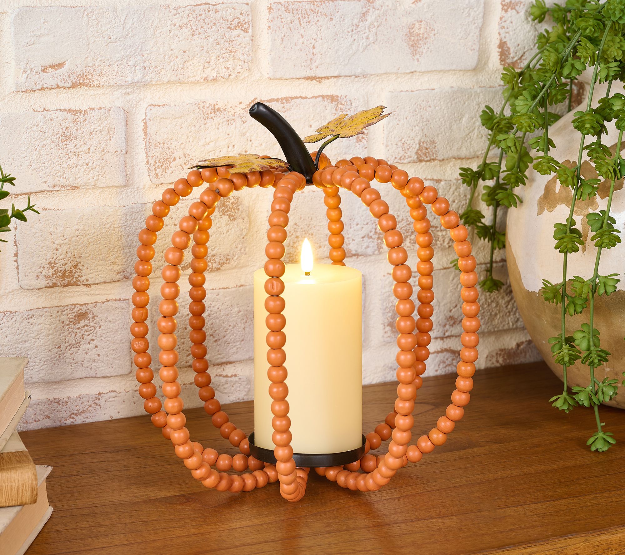 "As Is" Lightscapes Beaded Pumpkin or Gourd w/ FlamelessCandle