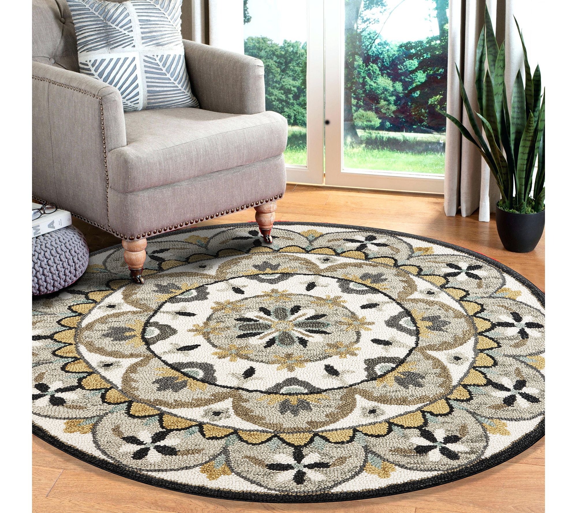 Ox Bay May Floral Medallion Wool Indoor 4' Round Rug