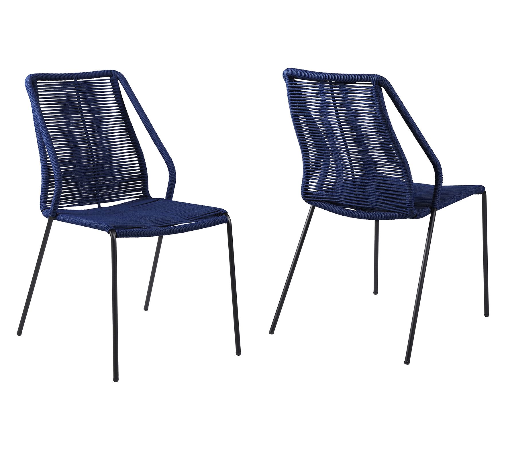 Armen Living Clip Outdoor Dining Chair with Rope - Set of 2