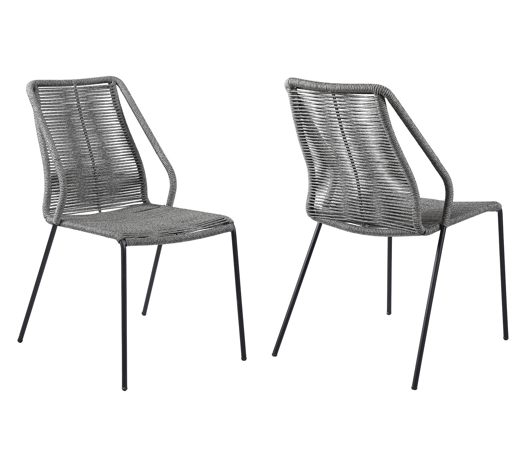 Armen Living Clip Outdoor Dining Chair with Rope - Set of 2