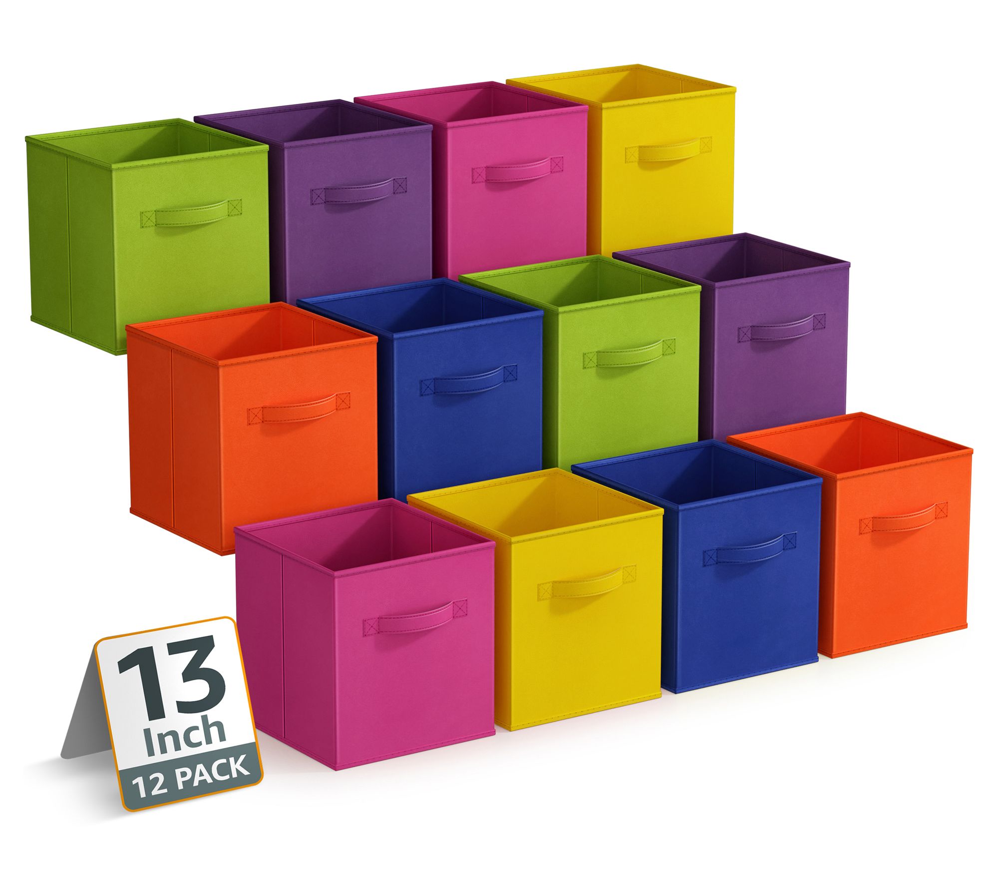 Sorbus 13" Storage Bins with Handles, 12 Pk Multicolored Set 1
