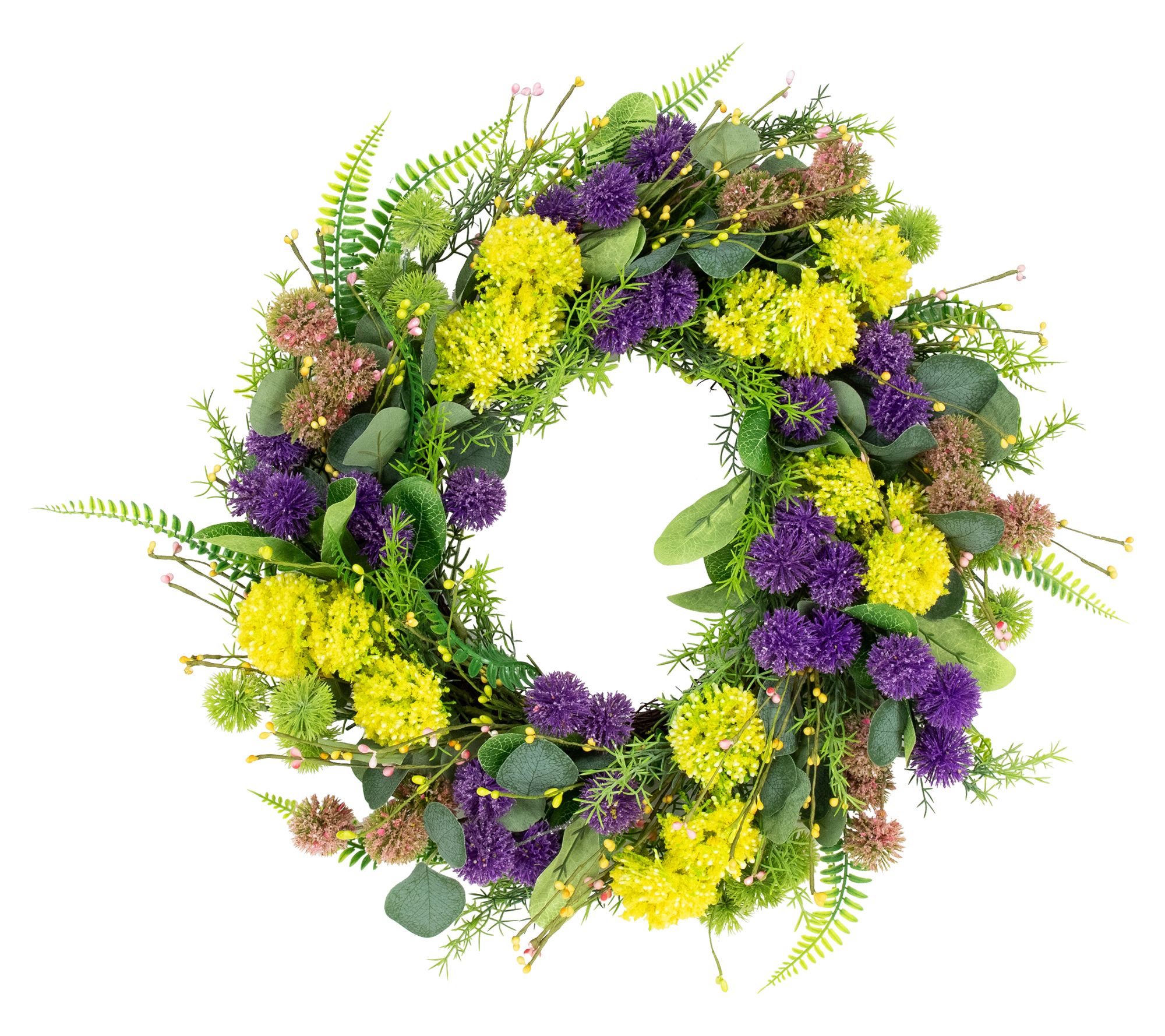 Northlight Mixed Foliage and Thistle Spring Wreath - 22"