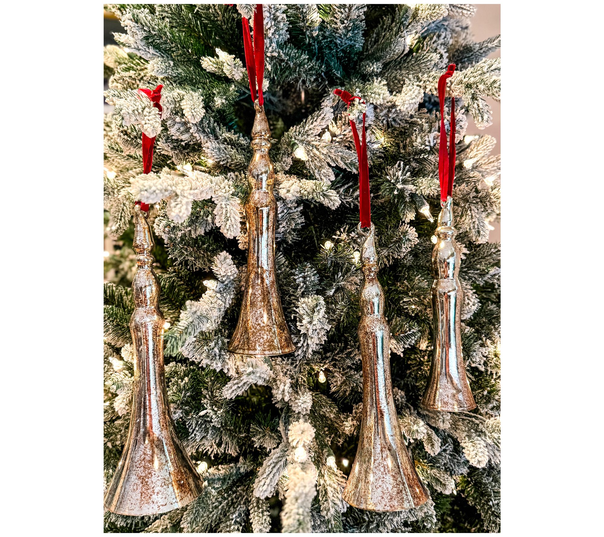 Simply Stunning Set of 4 Antiqued Holiday Horns by Janine Graff