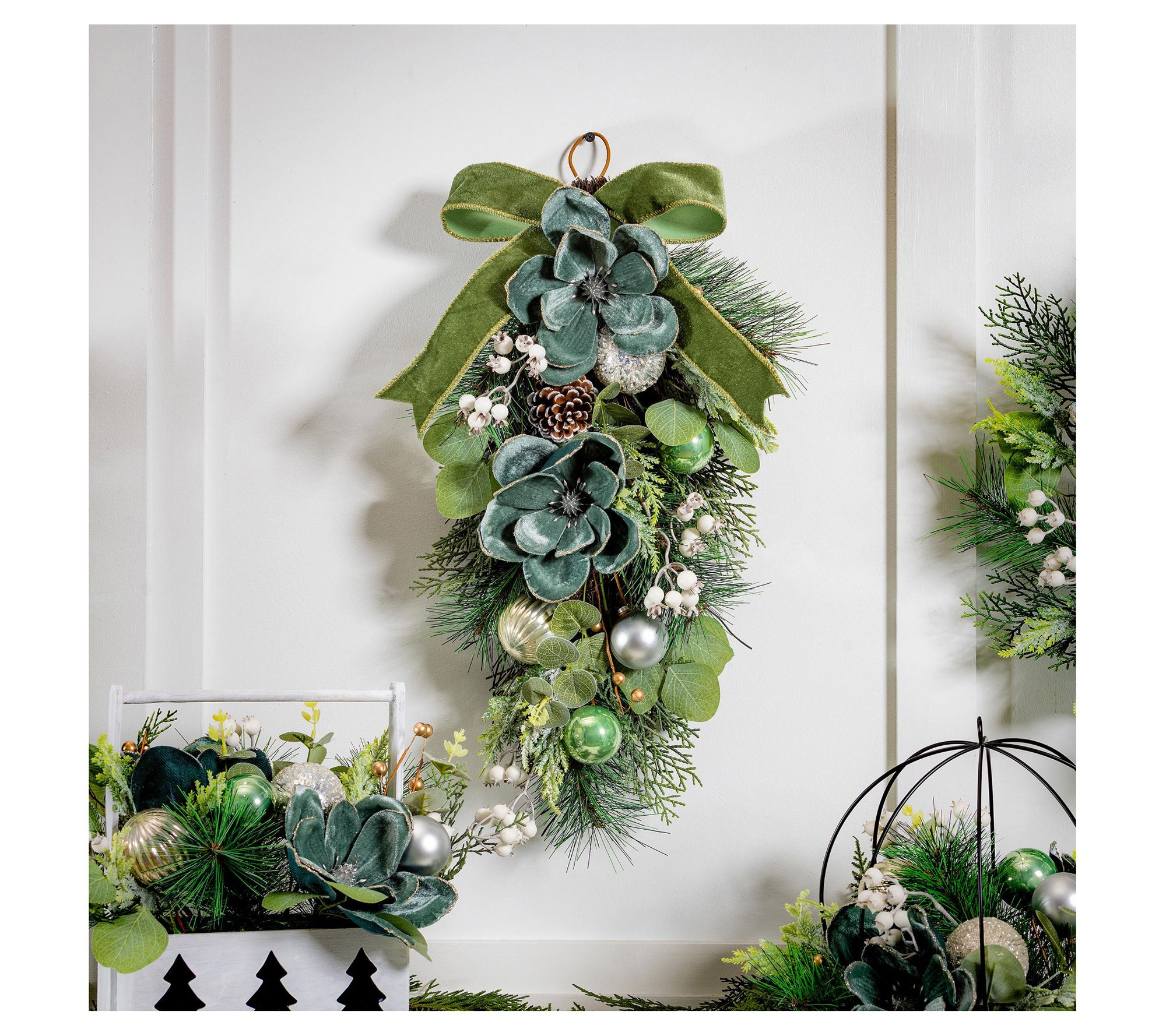 Evergreen 25"H Artificial Pine Swag with Ornaments