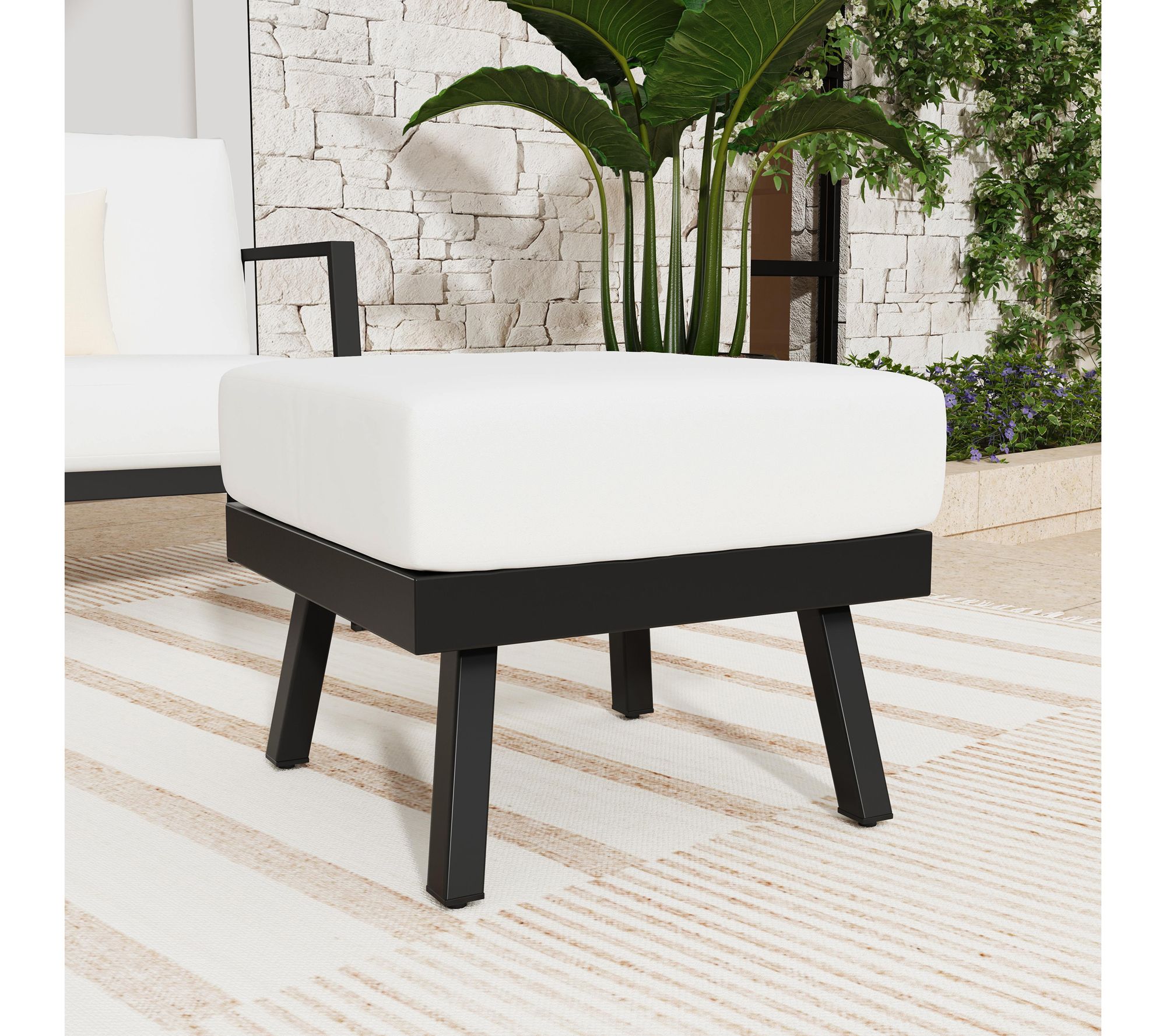 Linon Home Holland Aluminum Ottoman