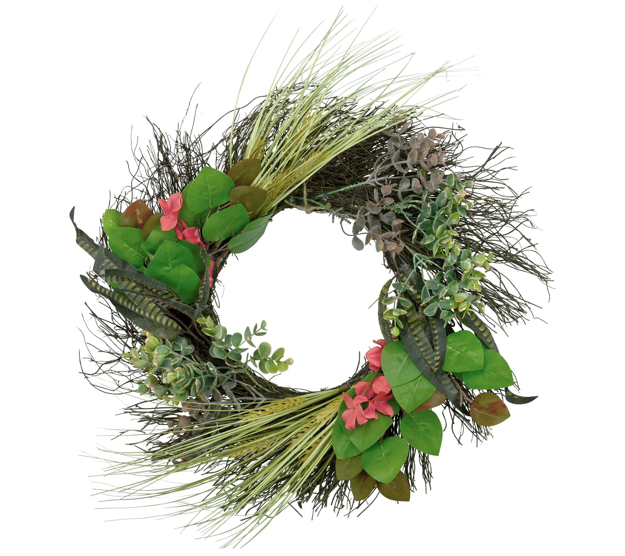 Northlight Wheat Eucalyptus and Twig Artificial Wreath 22"