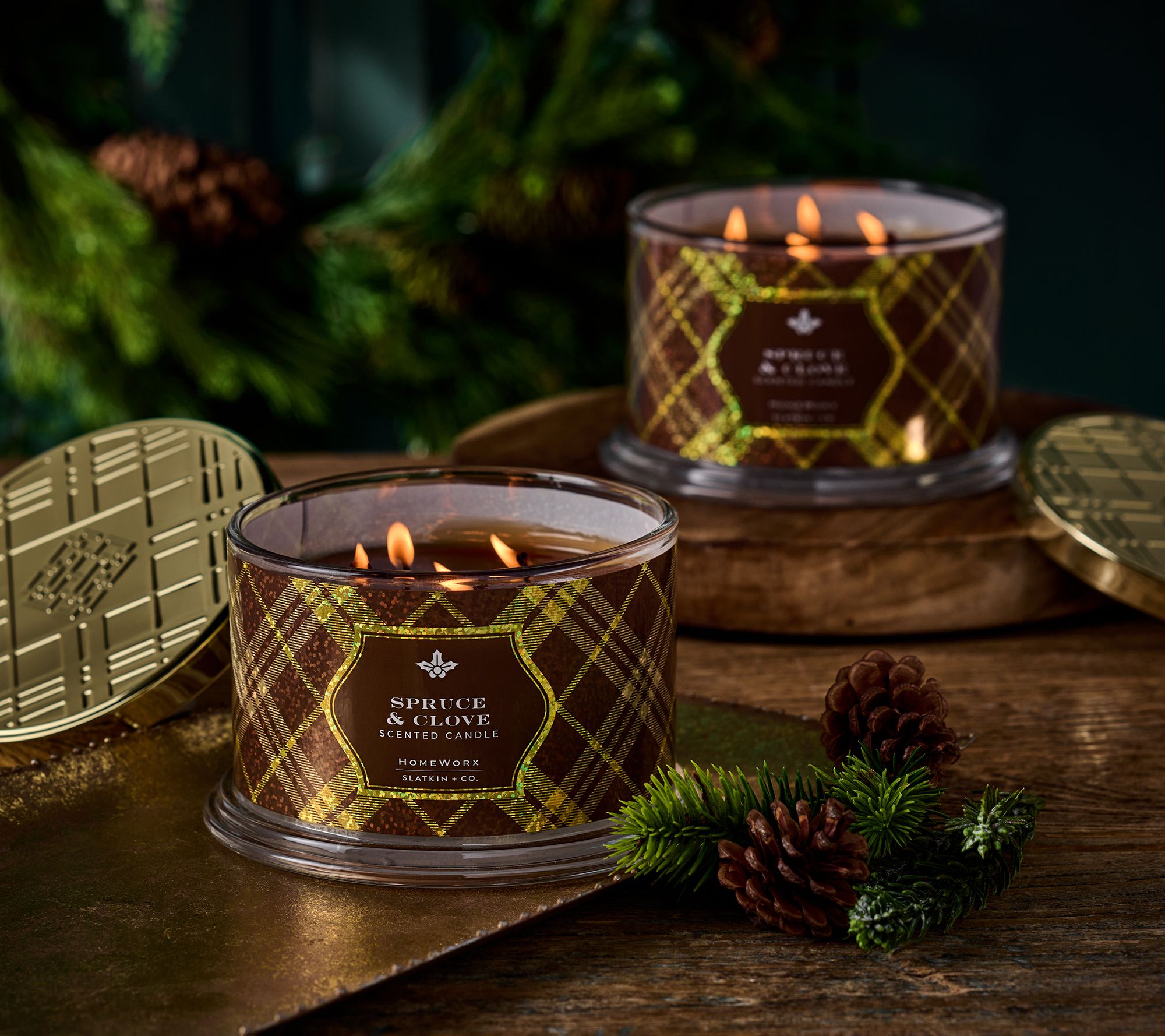 "As Is" HomeWorx by Slatkin + Co. S/2 18oz. Spruce & Clove