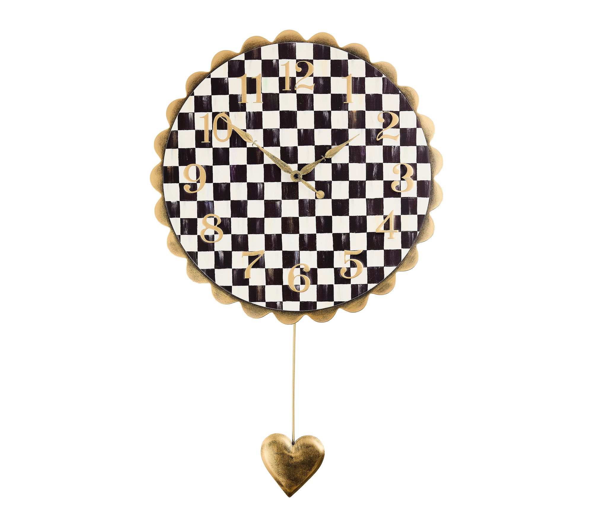 MacKenzie-Childs Courtly Check Heart Pendant Wall Clock