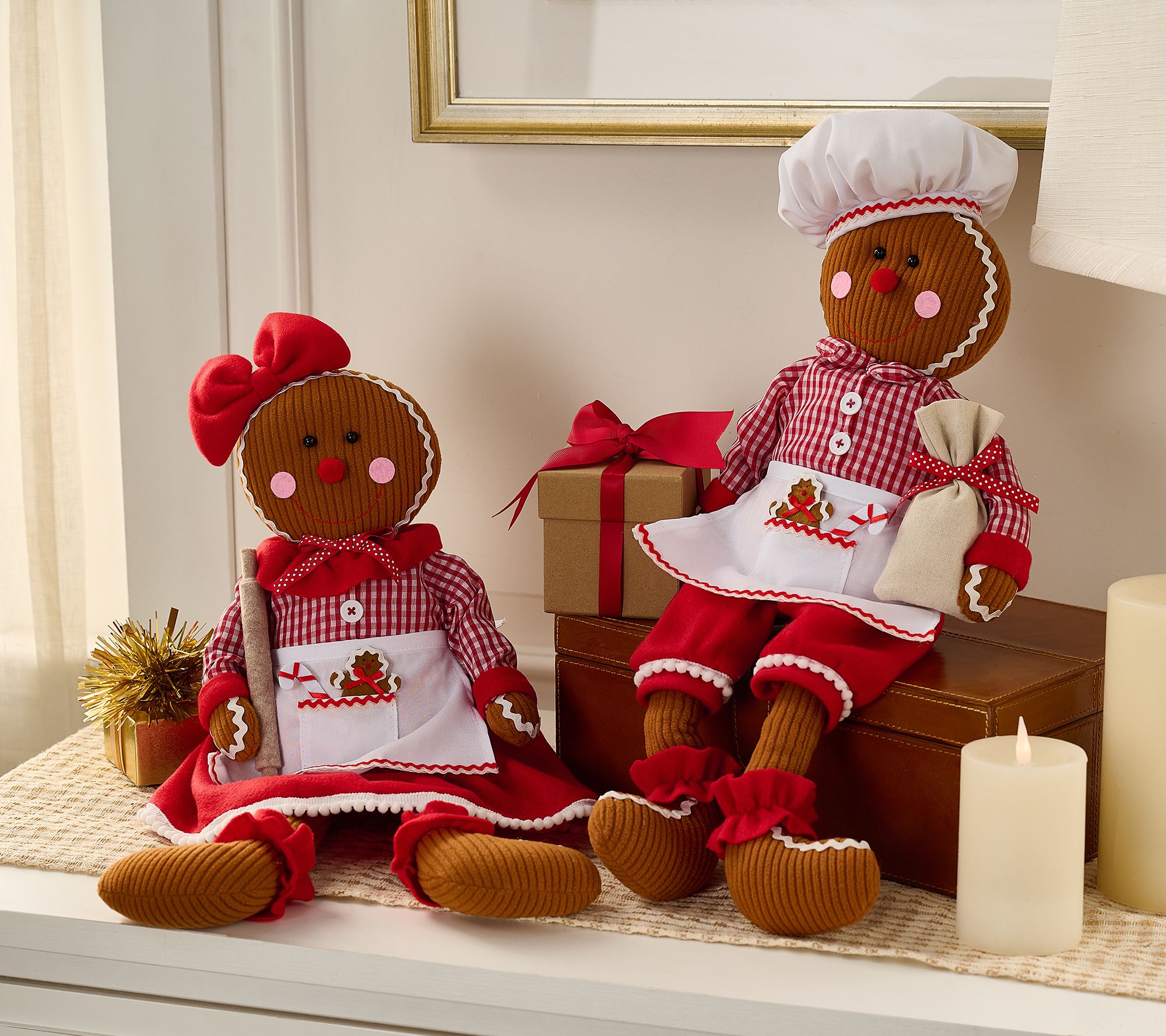 "As Is" Set of (2) 20" Plush Baking Gingerbread Couple- Valerie