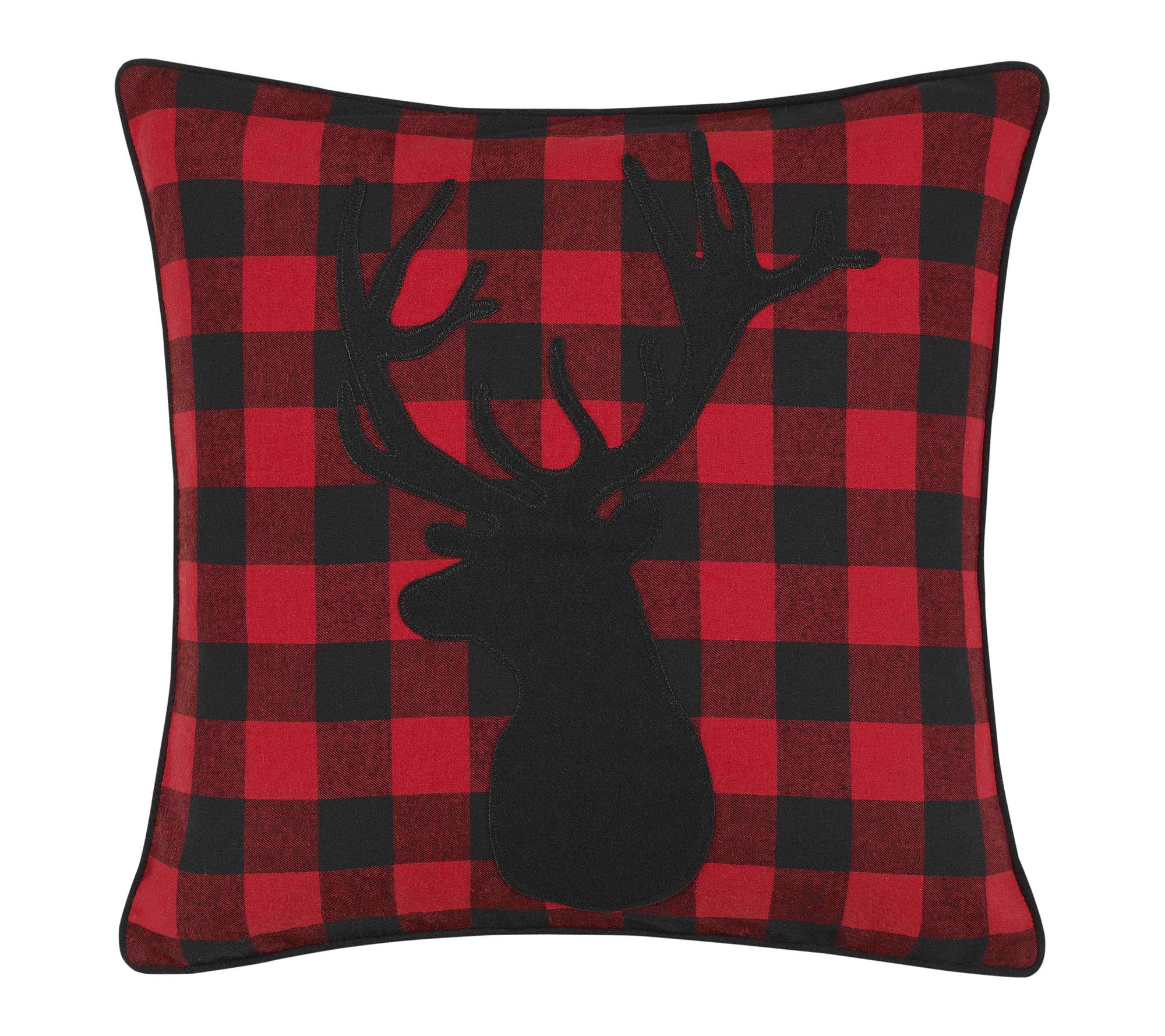 Eddie Bauer Cabin Plaid Stag Head Red 20x20 Square Pillow