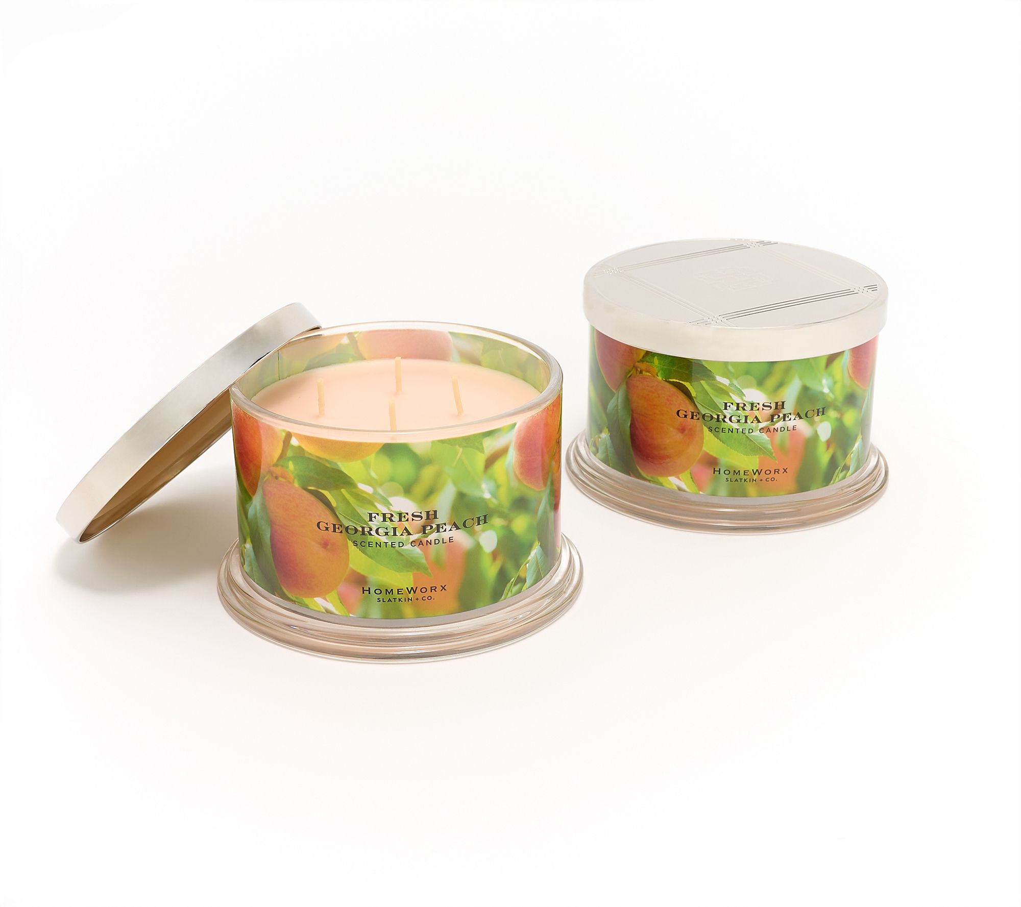 HomeWorx by Slatkin + Co. S/2 18oz Fresh Georgia Peach Candles