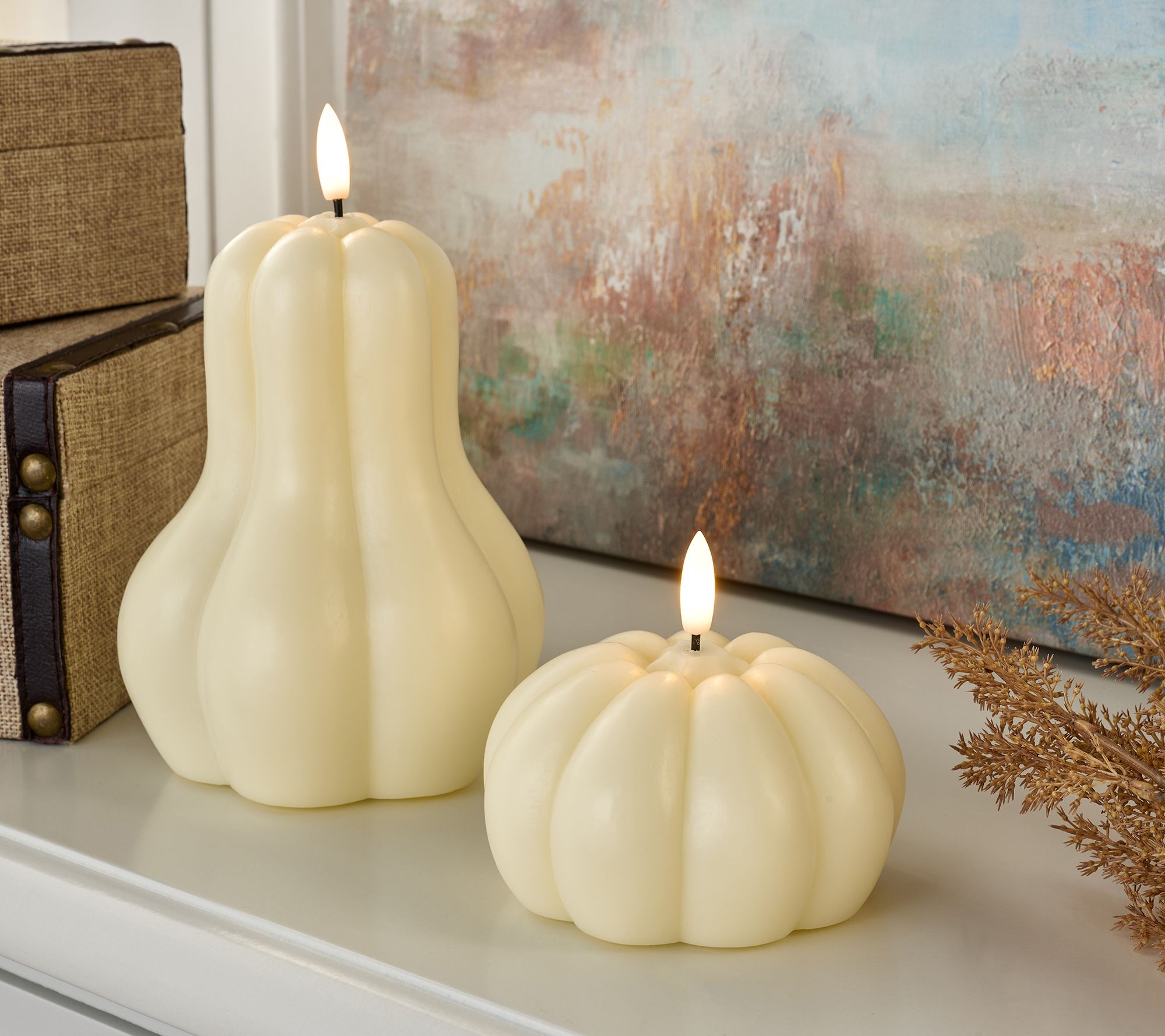 "As Is" Home Reflections S/2 Flameless Pumpkin Figural Candles