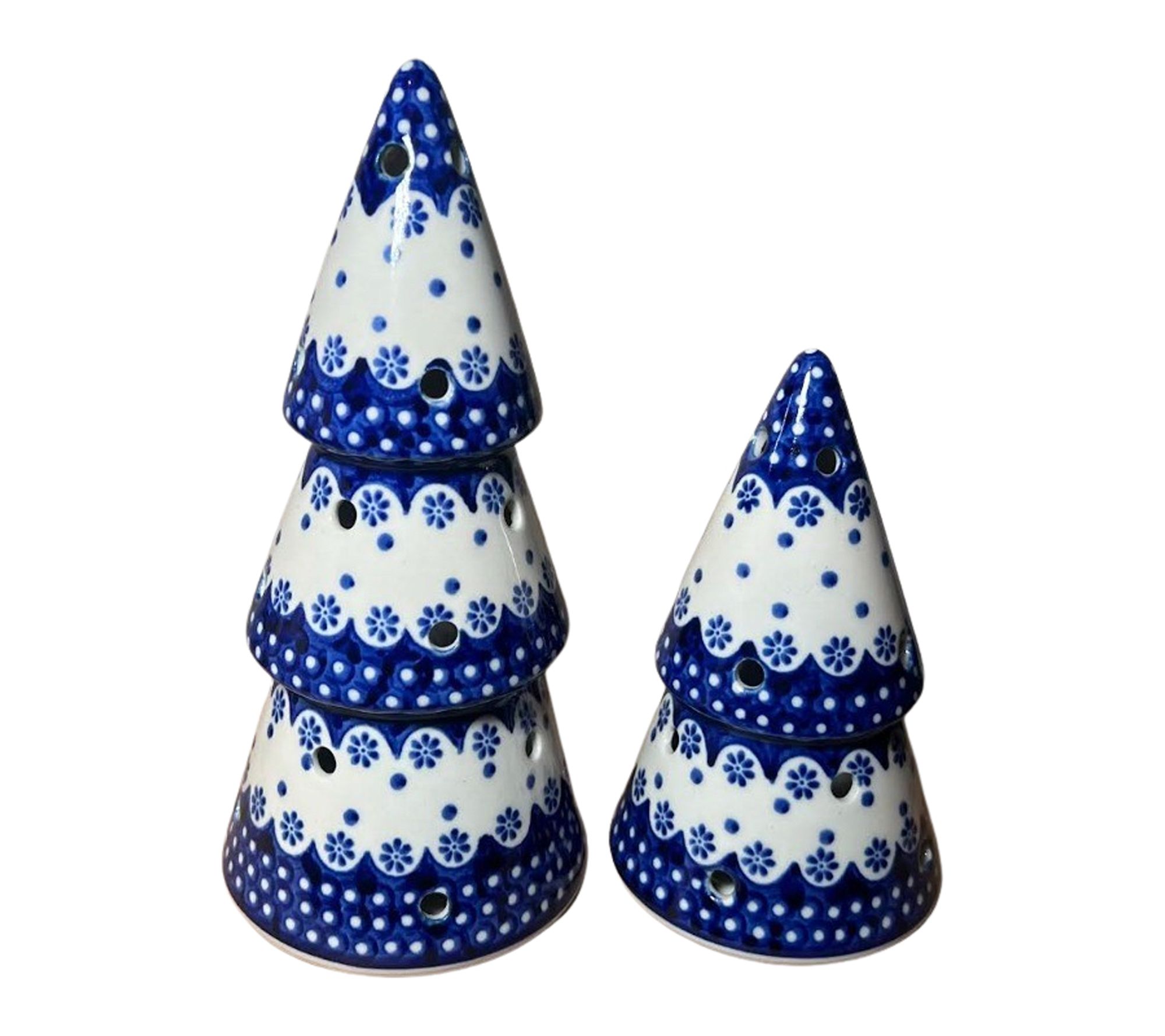 Lidia's Polish Pottery Set of 2 Luminary Trees
