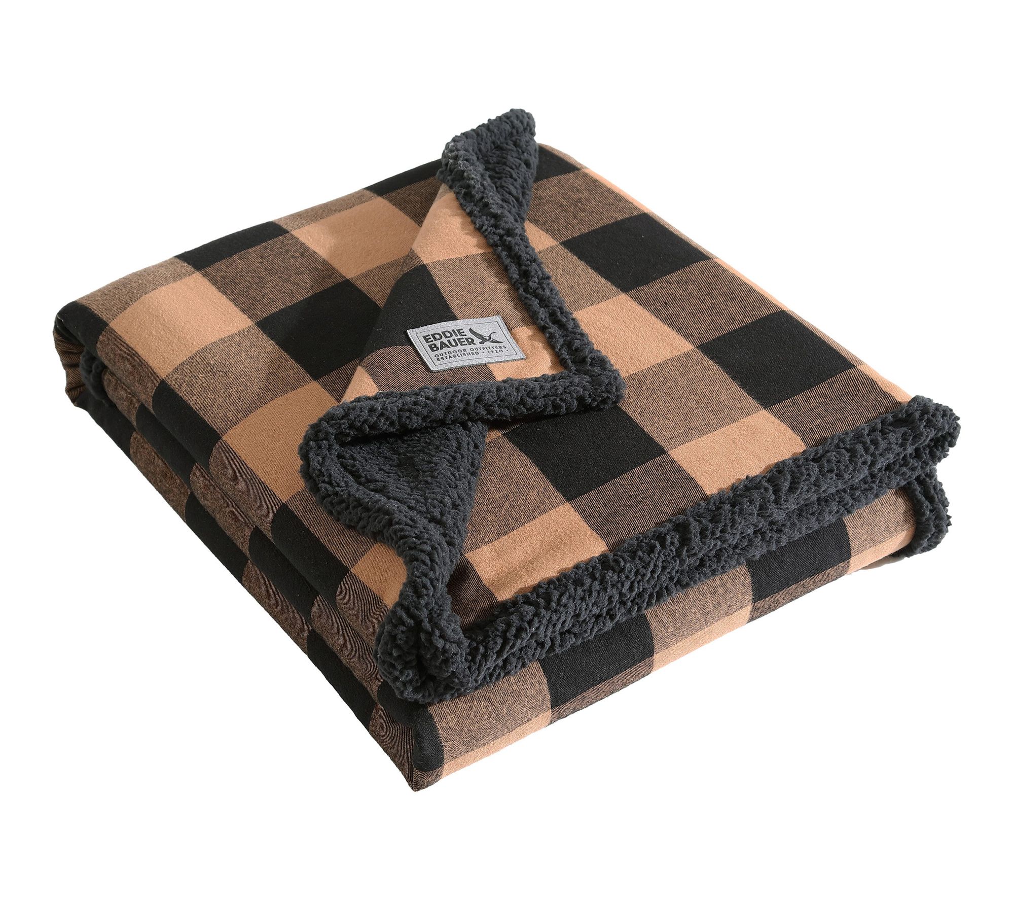 Eddie Bauer Cabin Plaid Carmel Flannel  50"X60"Throw