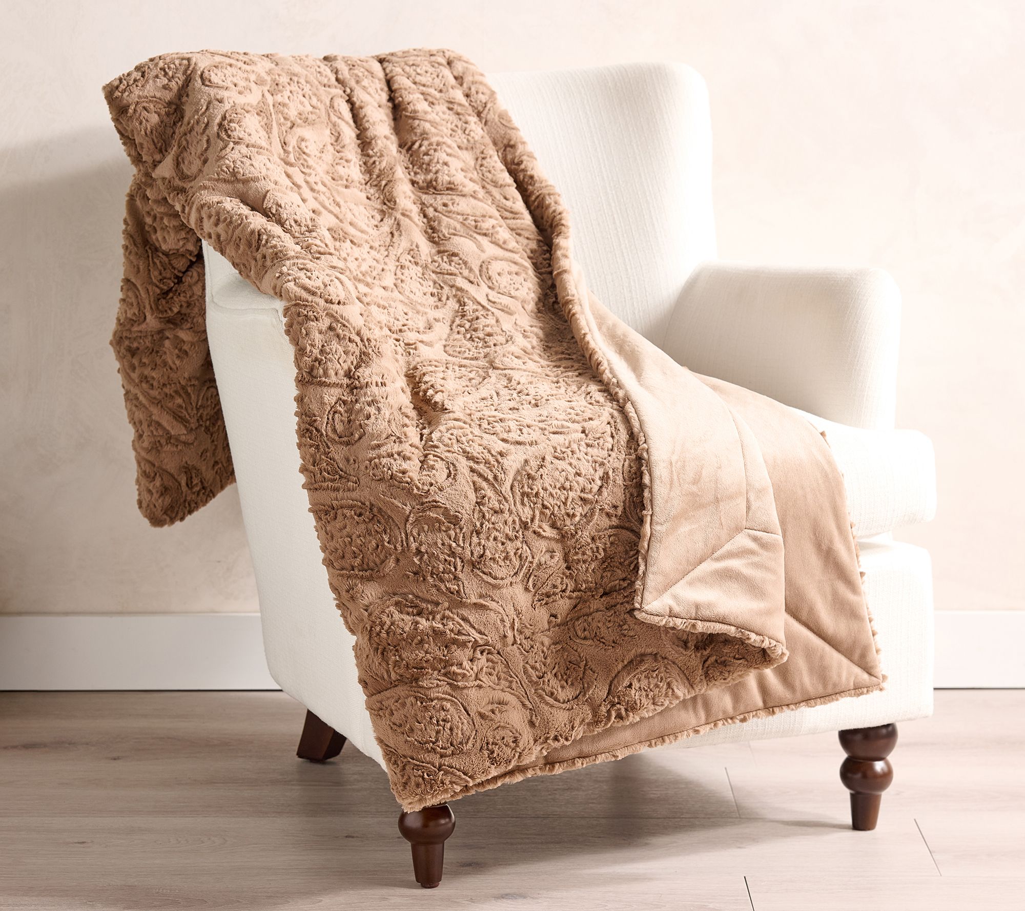 Hotel Du Cobb Sculpted Faux Fur Throw by Dennis Basso