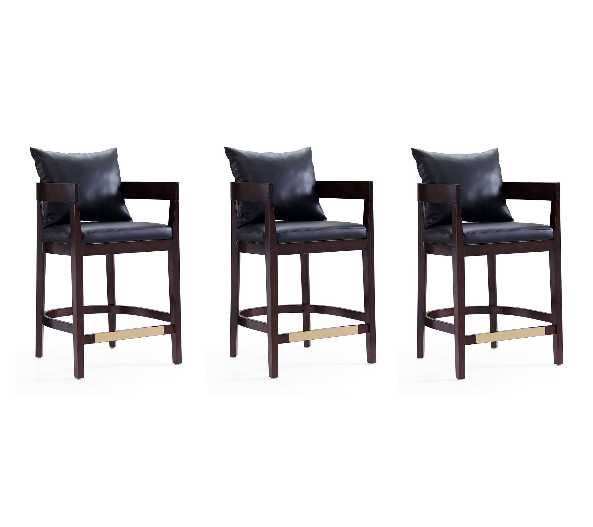 Manhattan Comfort Ritz Wood Upholstered CounterStool-Set of 3