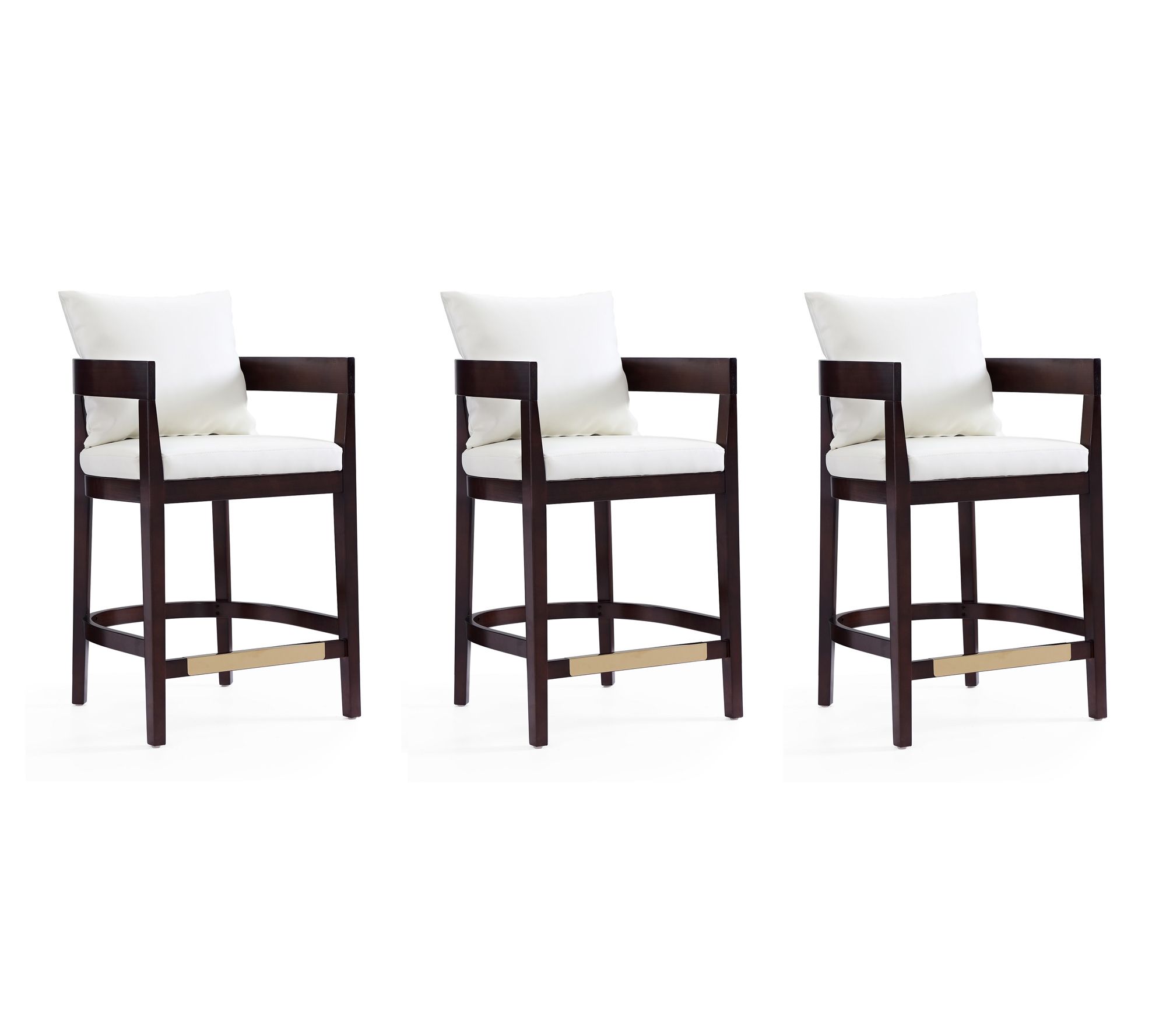 Manhattan Comfort Ritz Wood Upholstered CounterStool-Set of 3