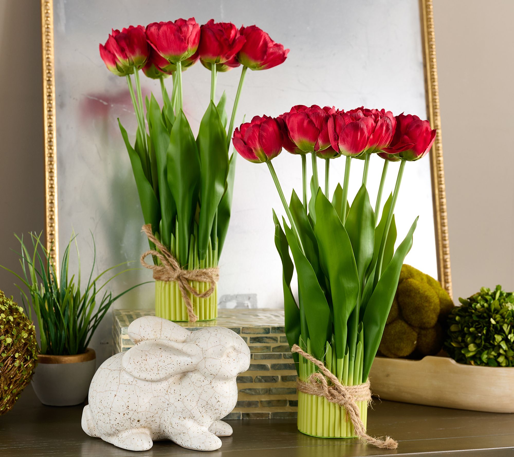 "As Is" Set/2 14.5" Parrot Tulip Bundles by Valerie