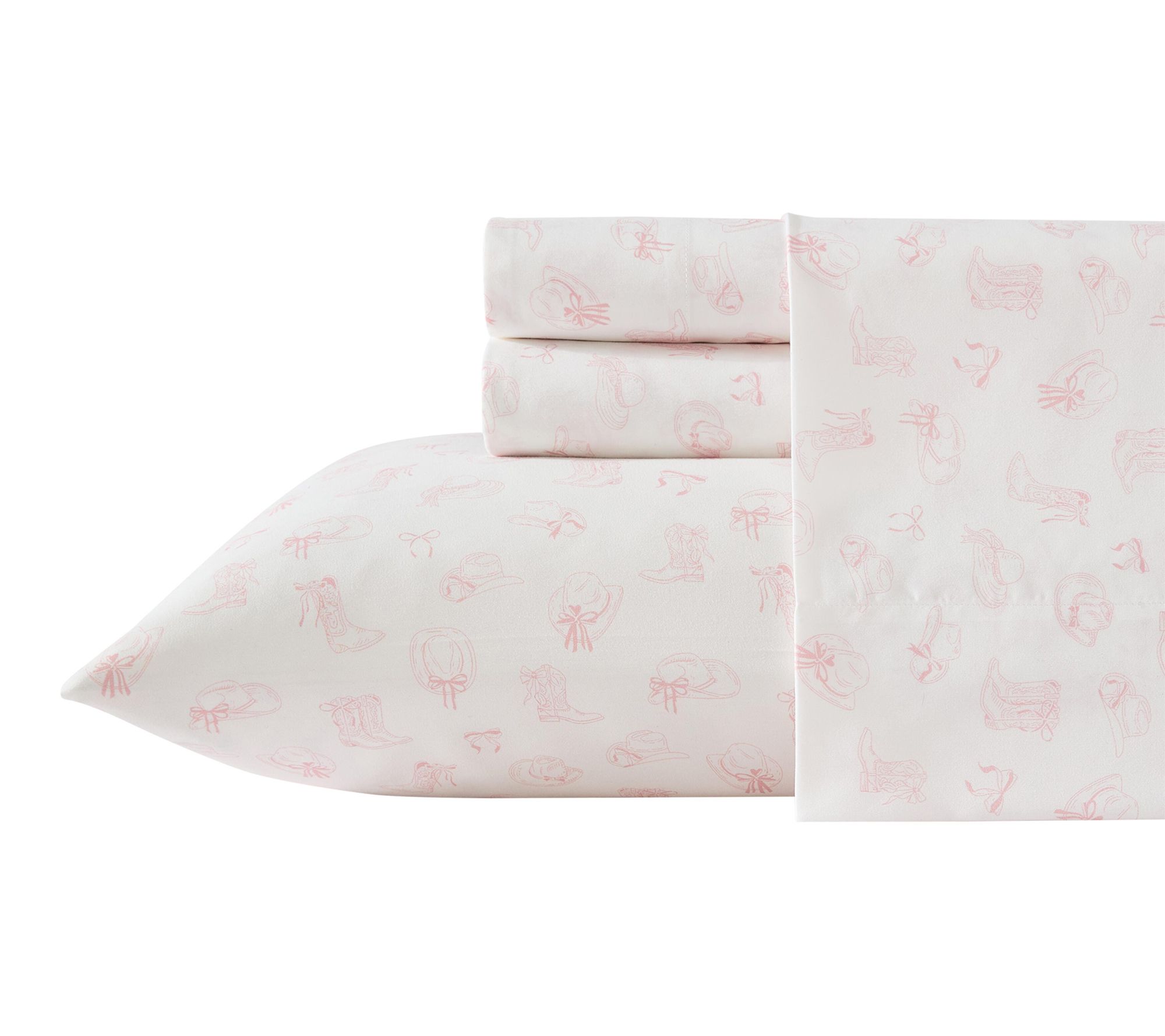 Wrangler Cowboy Like Me White/Pink Microfiber King Sheet Set