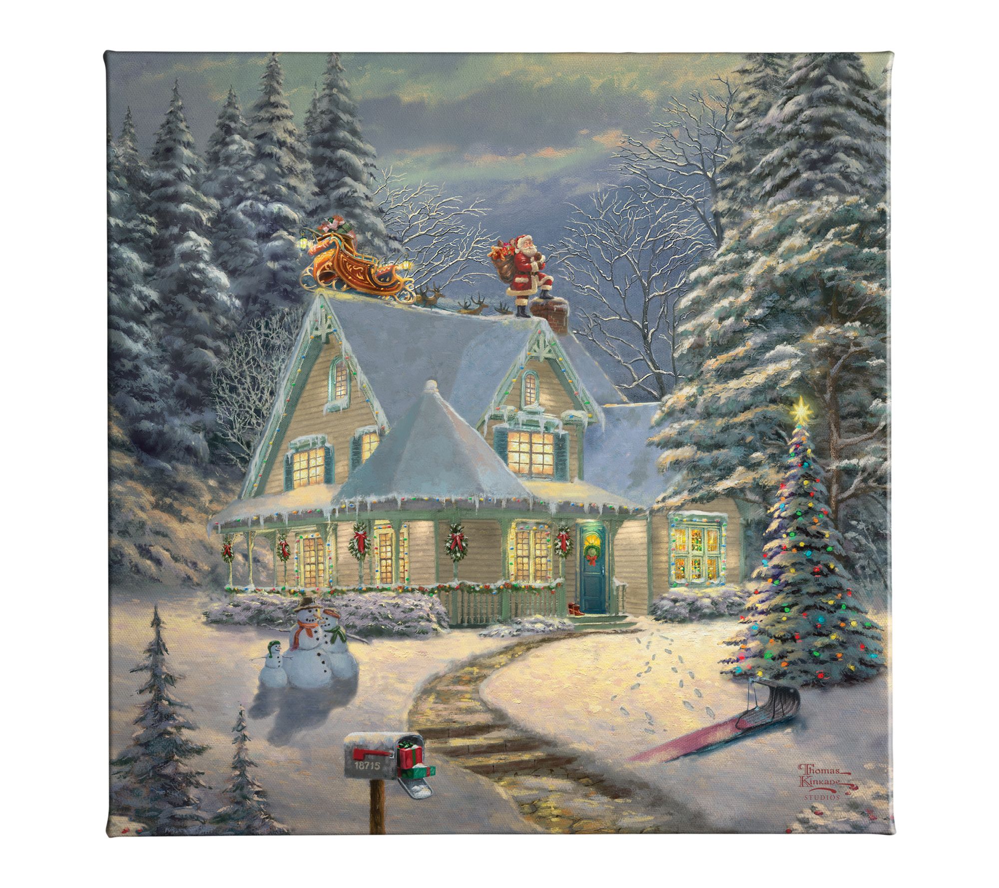 Thomas Kinkade Midnight Delivery - 14x14 Gallery Wrapped Canvas